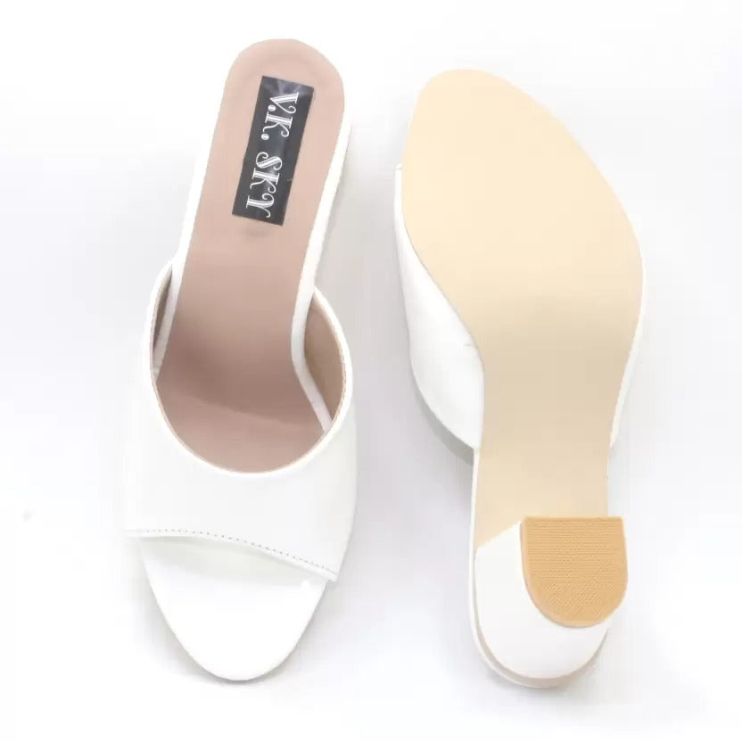 RAVIS Glossy Block Heel Slippers for Women – Open Toe Comfort