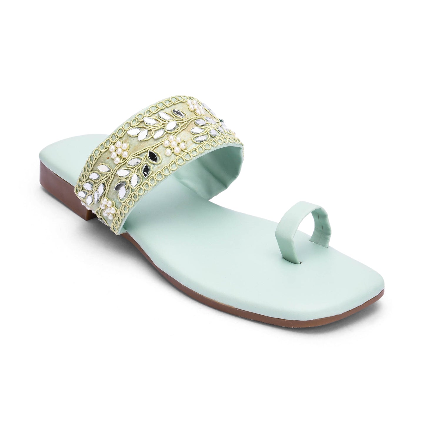 RAVIS SparkToe Black Toe-Ring Ethnic Flats for Women