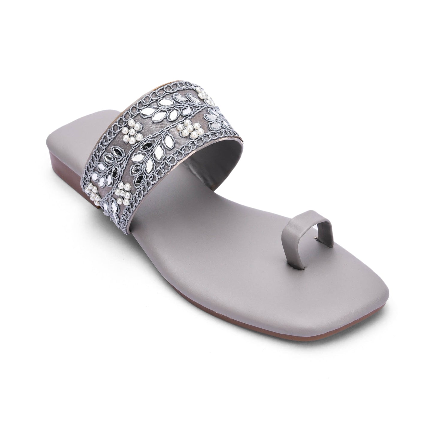 RAVIS SparkToe Black Toe-Ring Ethnic Flats for Women