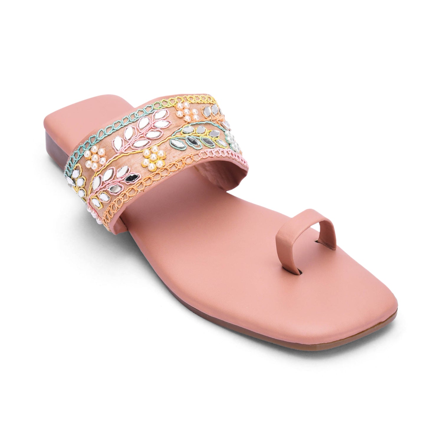 RAVIS SparkToe Black Toe-Ring Ethnic Flats for Women