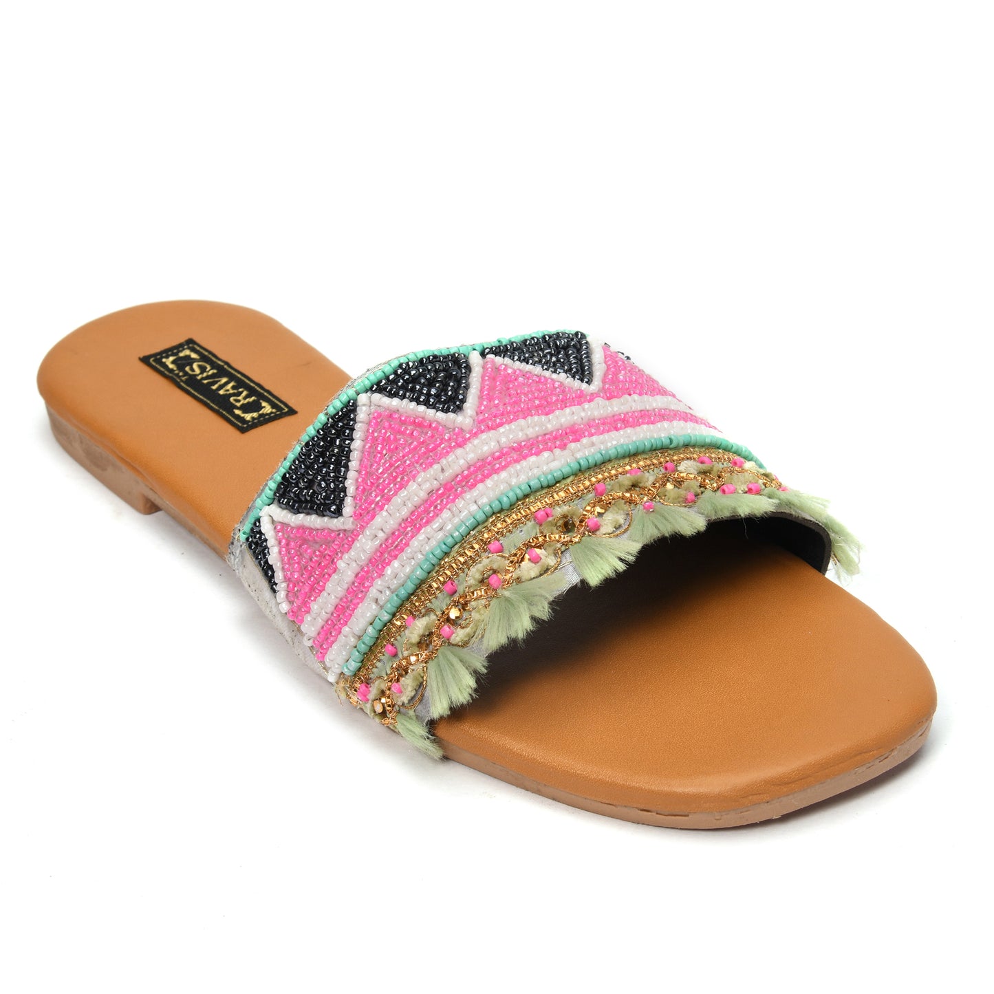 RAVIS Boho Fringe Slides for Women – Trendy Tassel Flats for Casual Outings