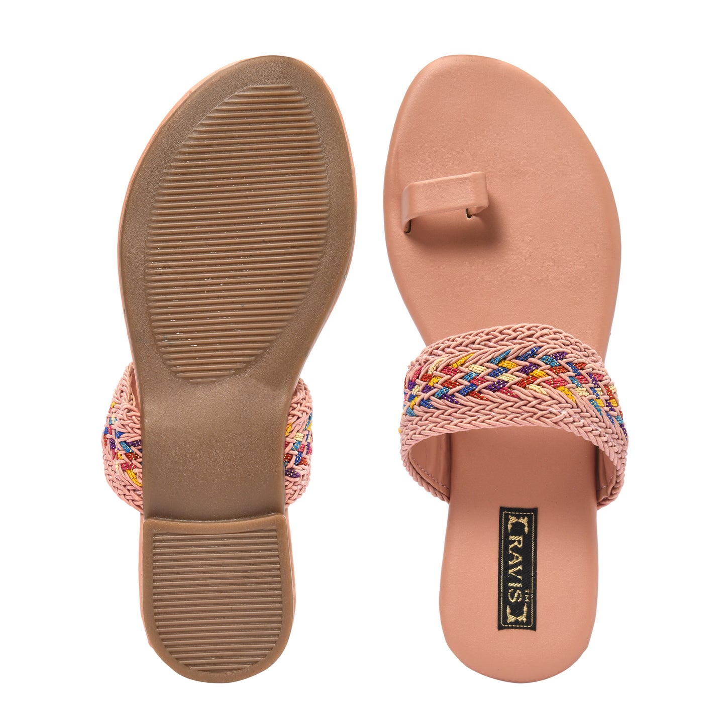 Ravis Ethnic Flat Slippers for Women – Braided Strap & Toe Loop | Daily & Festive Wear