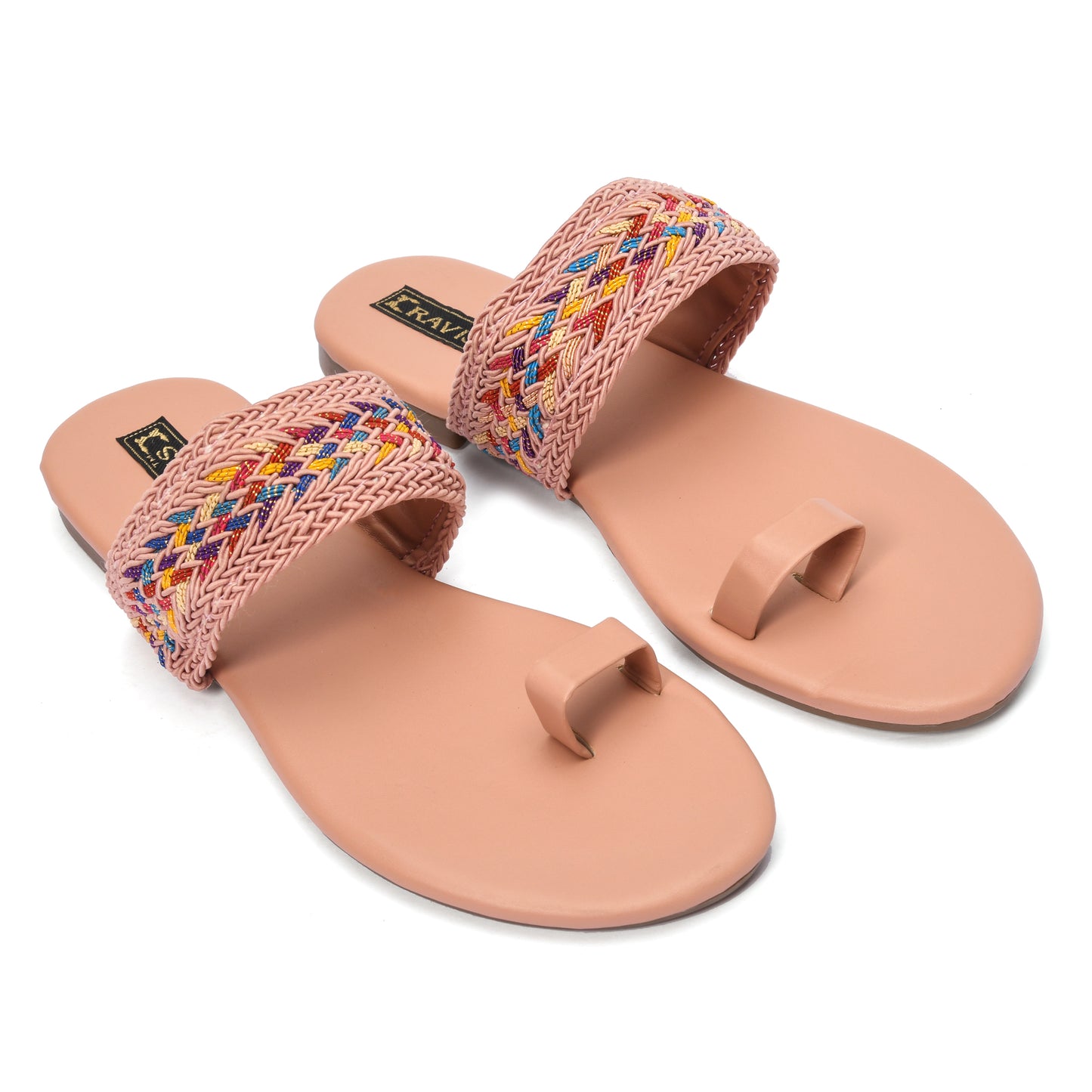 Ravis Ethnic Flat Slippers for Women – Braided Strap & Toe Loop | Daily & Festive Wear