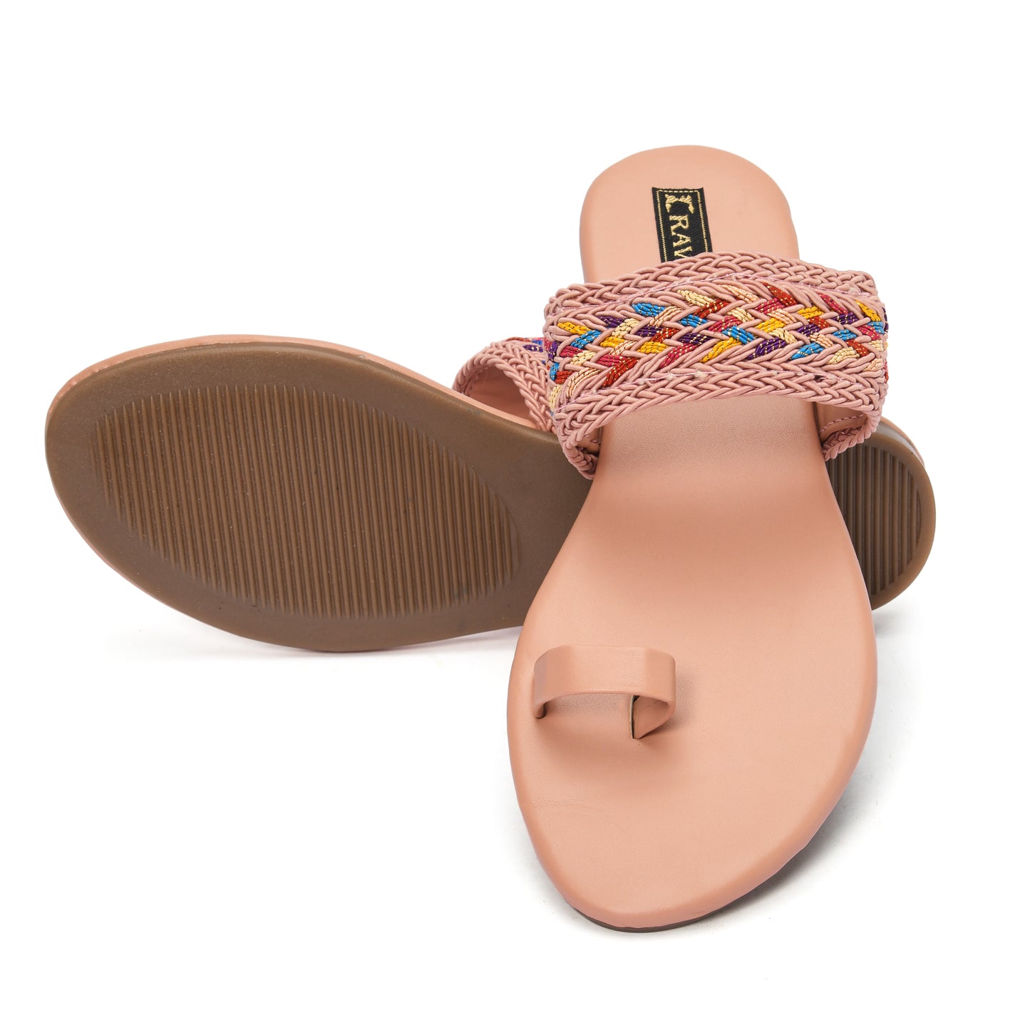 Ravis Ethnic Flat Slippers for Women – Braided Strap & Toe Loop | Daily & Festive Wear
