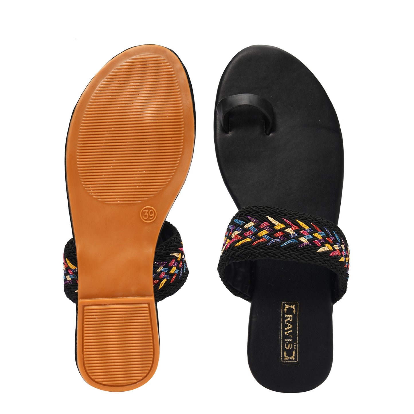 Ravis Ethnic Flat Slippers for Women – Braided Strap & Toe Loop | Daily & Festive Wear