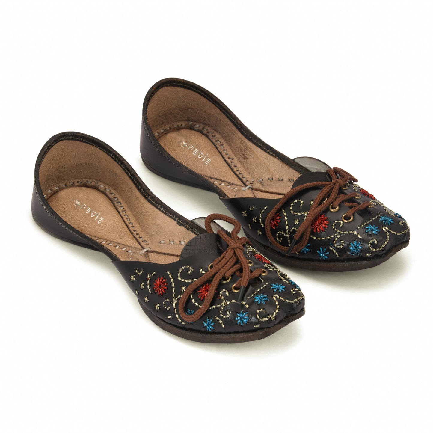 RAVIS Women’s Lace-Up Embroidered Jutti