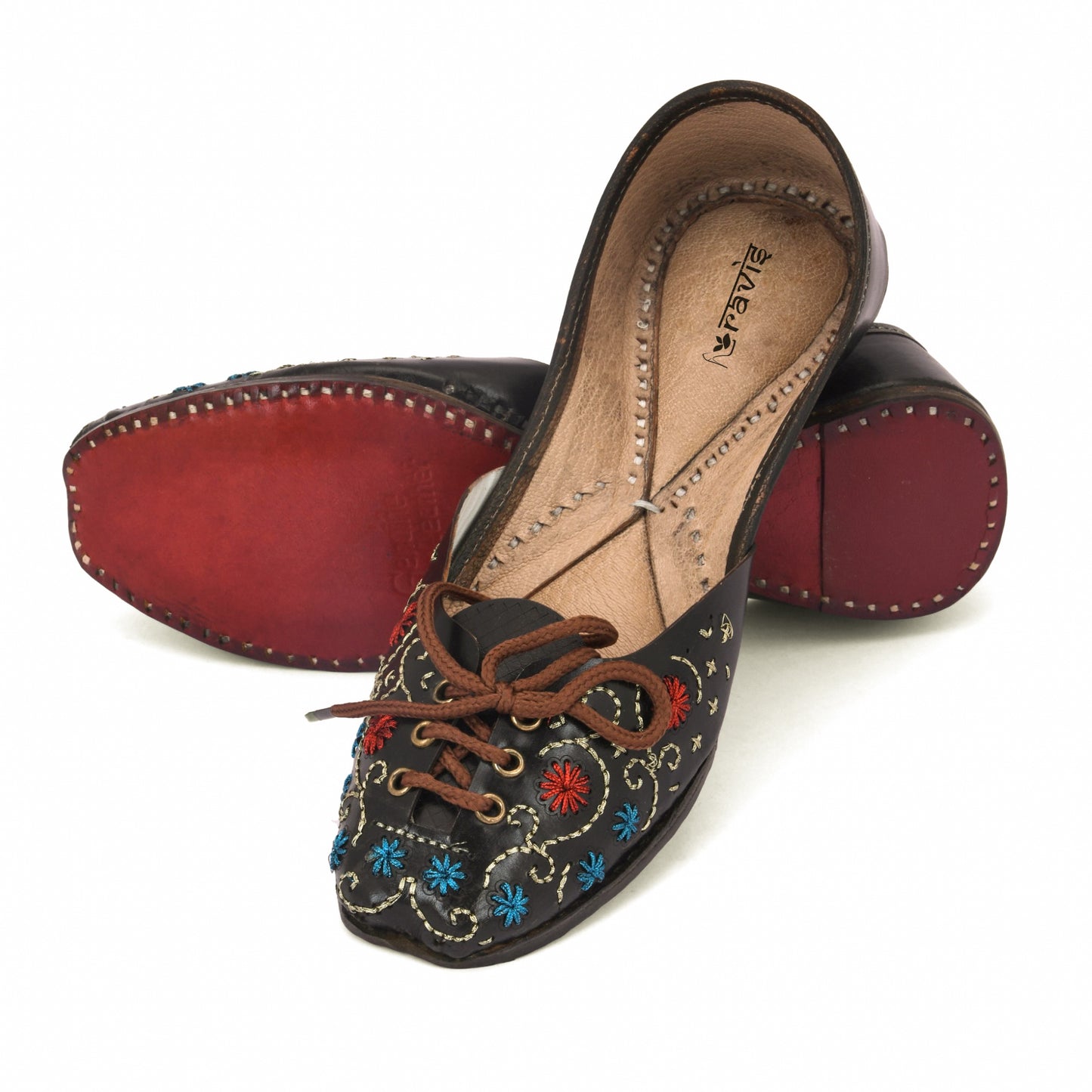 RAVIS Women’s Lace-Up Embroidered Jutti