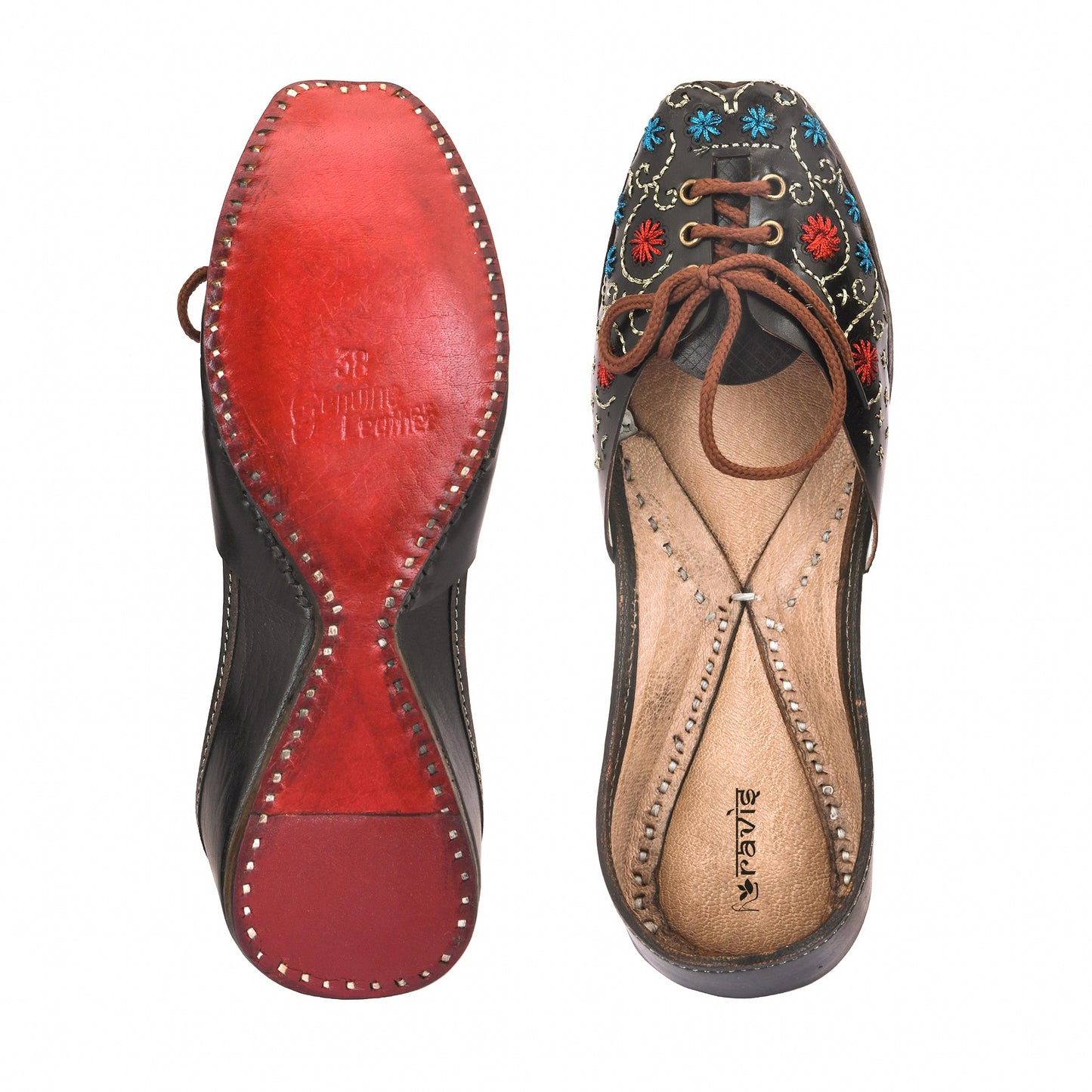 RAVIS Women’s Lace-Up Embroidered Jutti