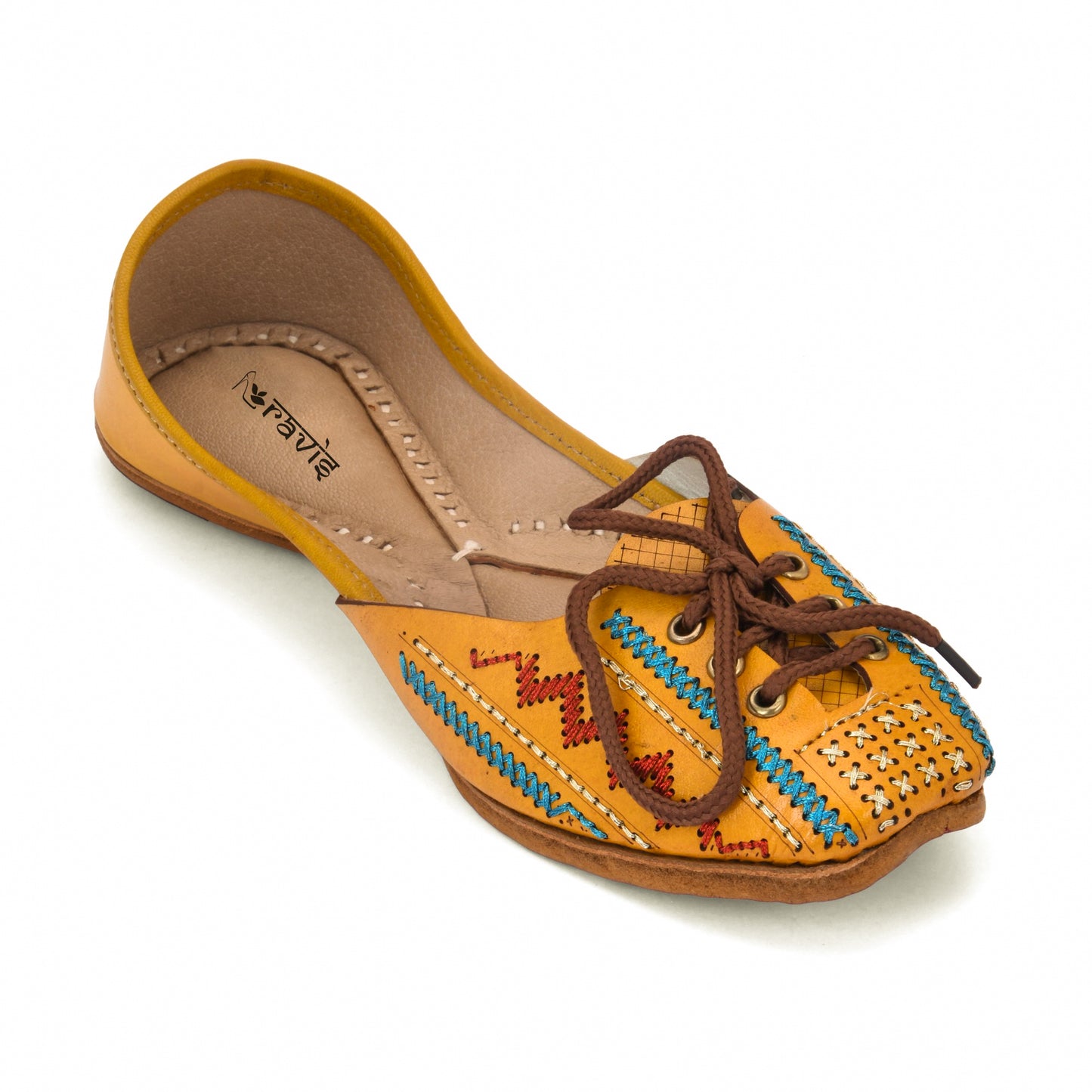 RAVIS Women’s Lace-Up Embroidered Jutti