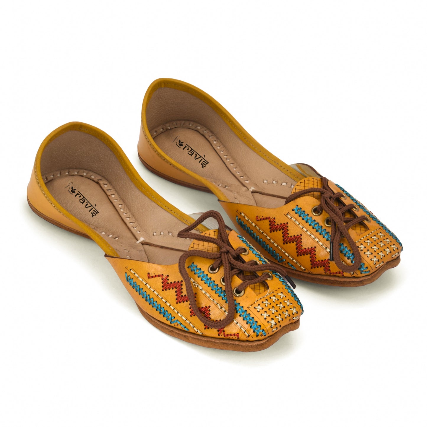 RAVIS Women’s Lace-Up Embroidered Jutti