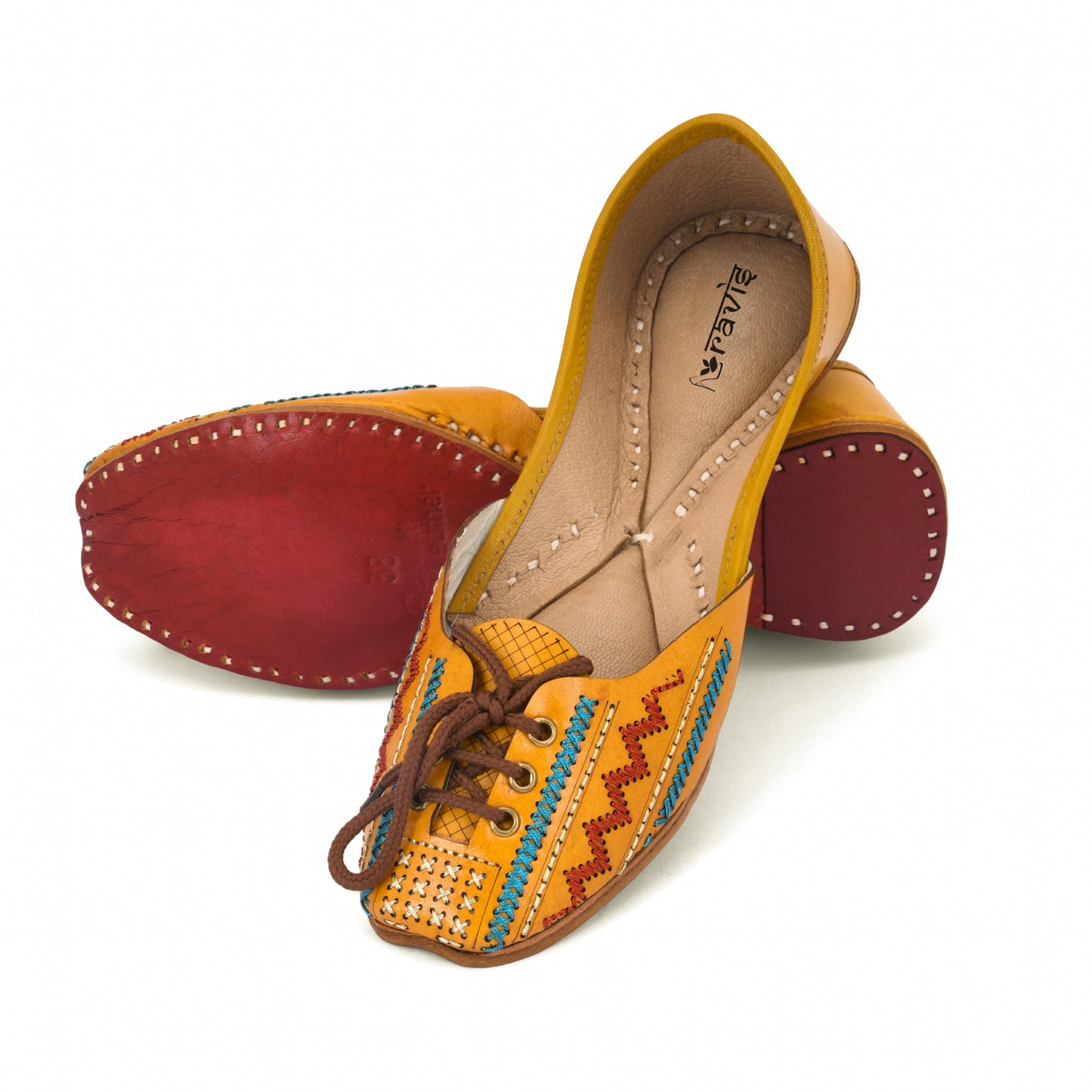 RAVIS Women’s Lace-Up Embroidered Jutti