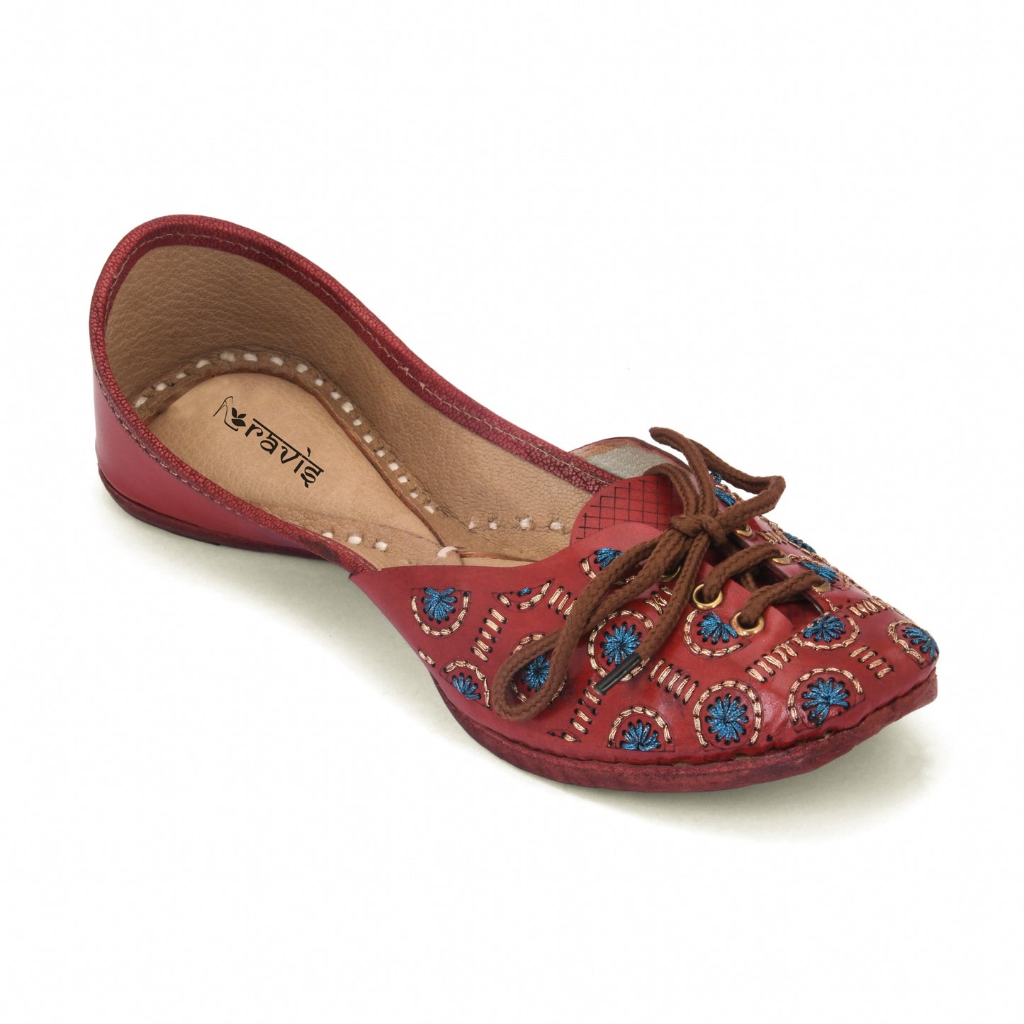 RAVIS Women’s Lace-Up Embroidered Jutti