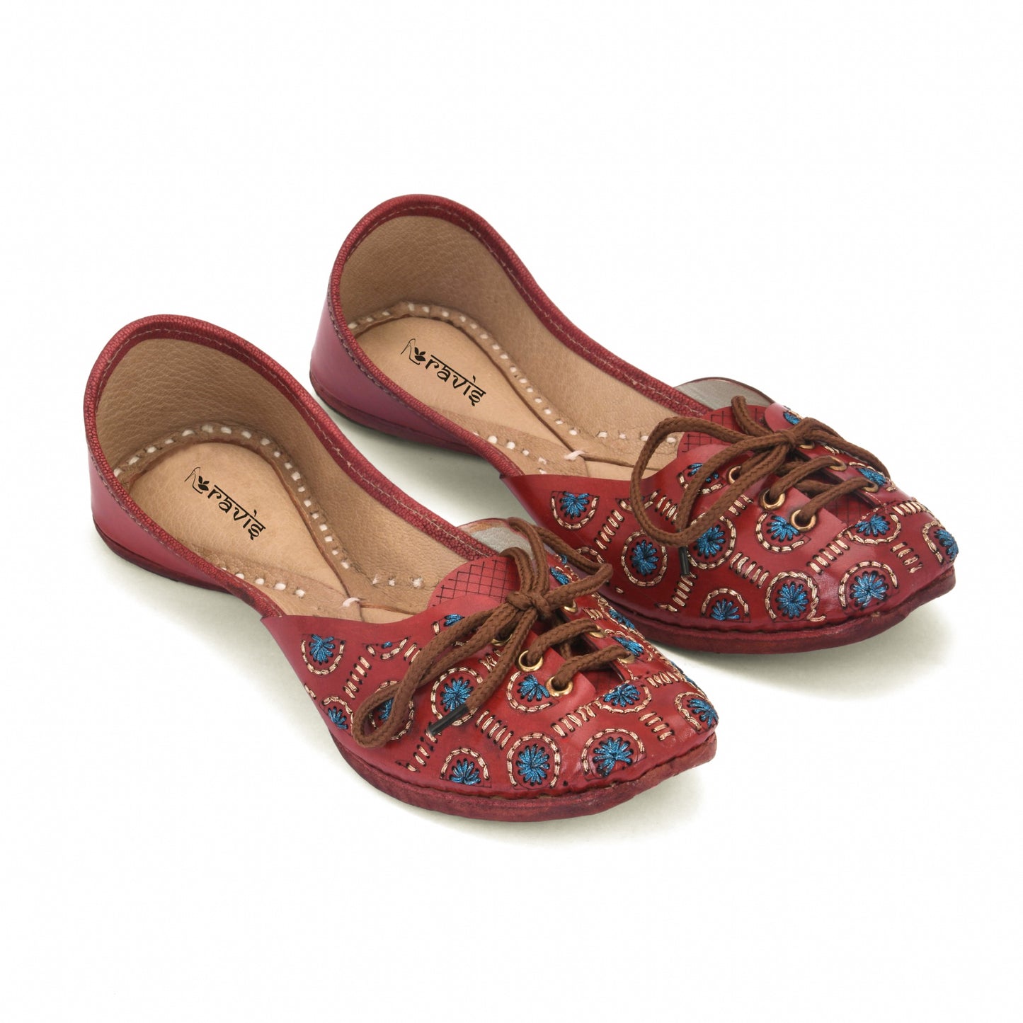 RAVIS Women’s Lace-Up Embroidered Jutti