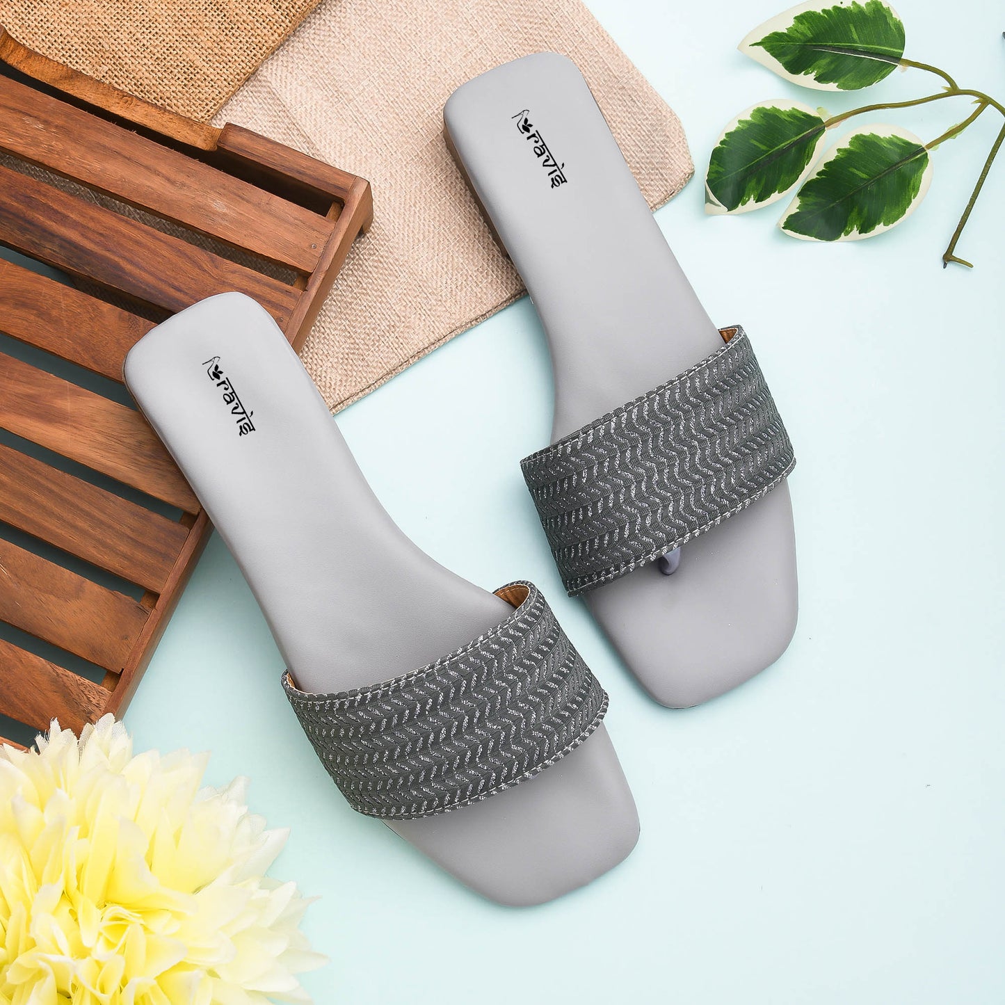 RAVIS Woven Charm Toe-Ring Flats