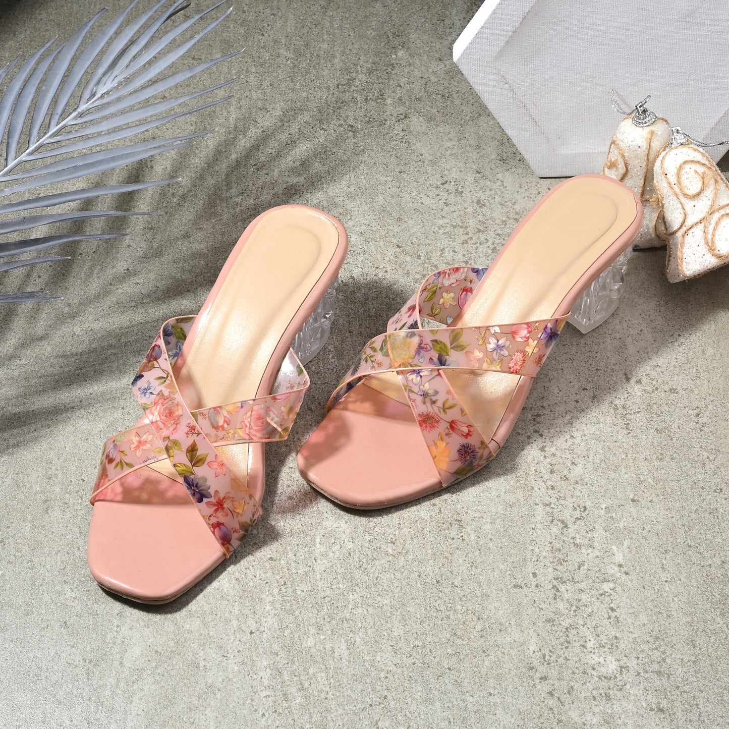 RAVIS Rosette Vibe Heels – Floral Glam for Modern Steps