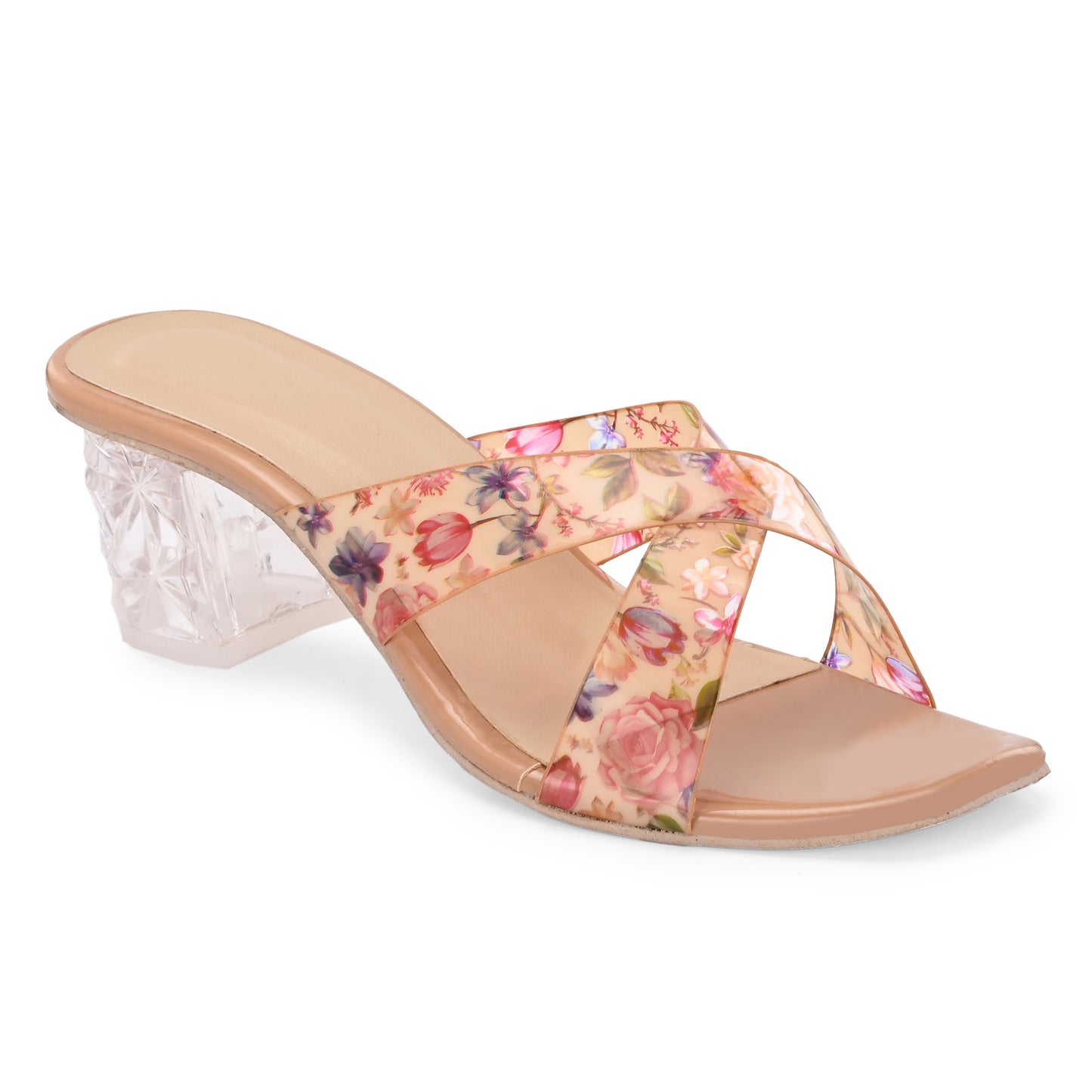 RAVIS Rosette Vibe Heels – Floral Glam for Modern Steps