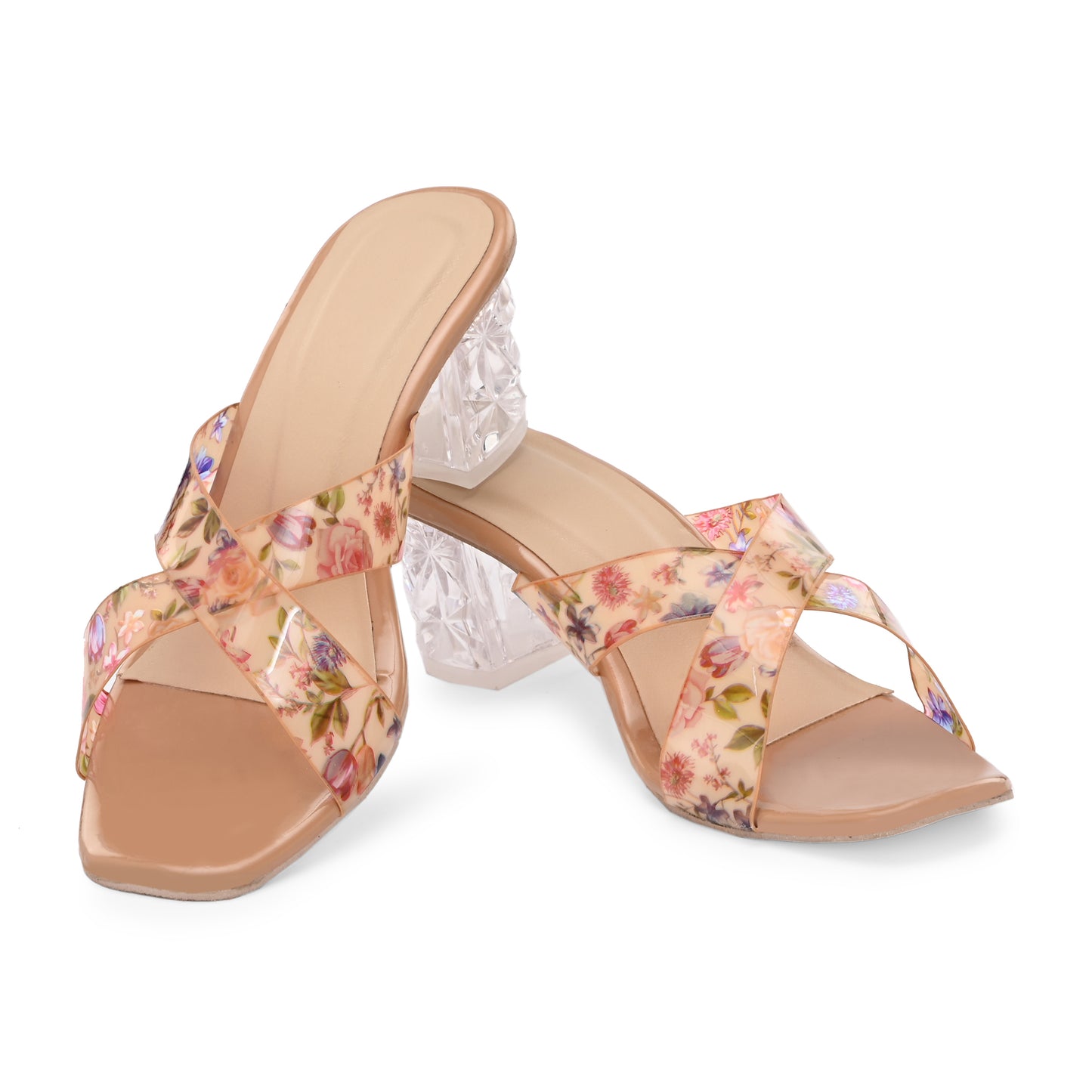 RAVIS Rosette Vibe Heels – Floral Glam for Modern Steps