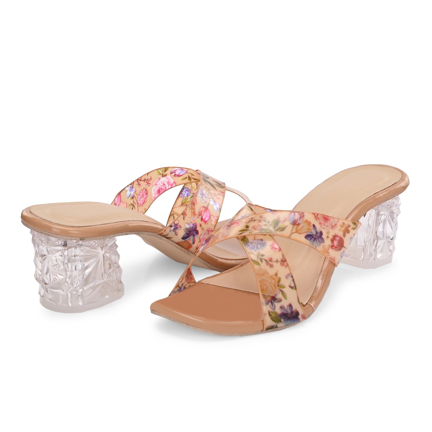 RAVIS Rosette Vibe Heels – Floral Glam for Modern Steps