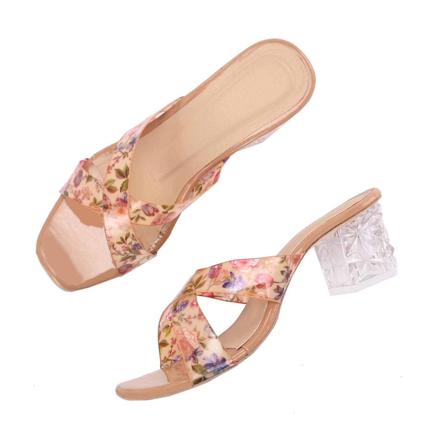 RAVIS Rosette Vibe Heels – Floral Glam for Modern Steps