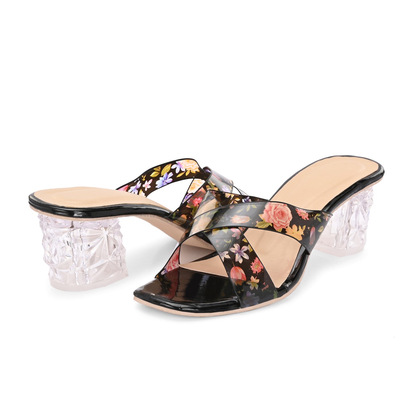 RAVIS Rosette Vibe Heels – Floral Glam for Modern Steps
