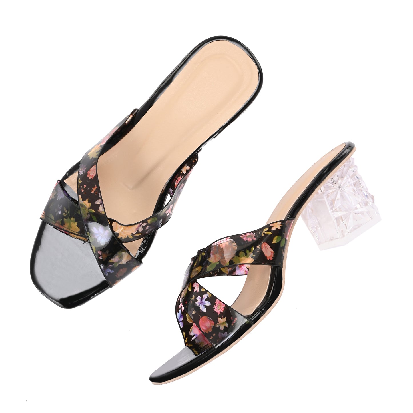 RAVIS Rosette Vibe Heels – Floral Glam for Modern Steps