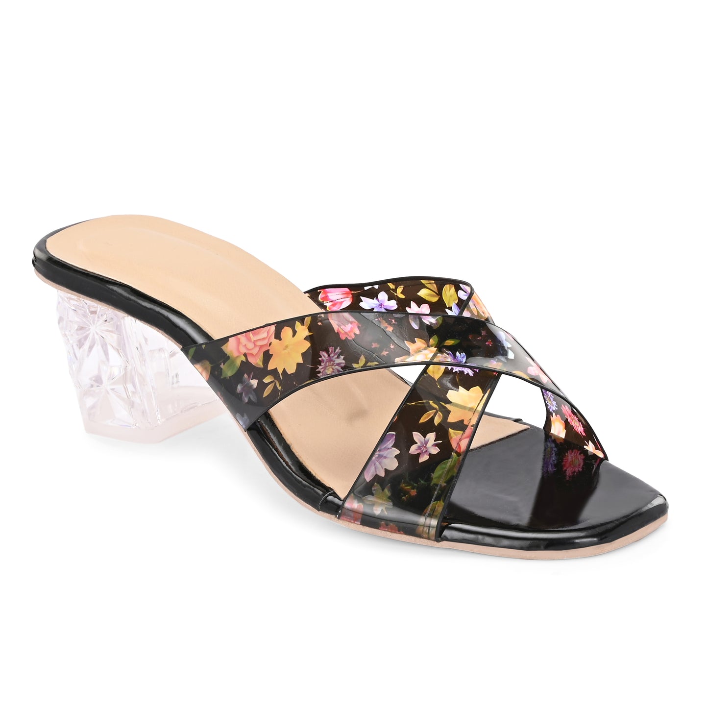 RAVIS Rosette Vibe Heels – Floral Glam for Modern Steps