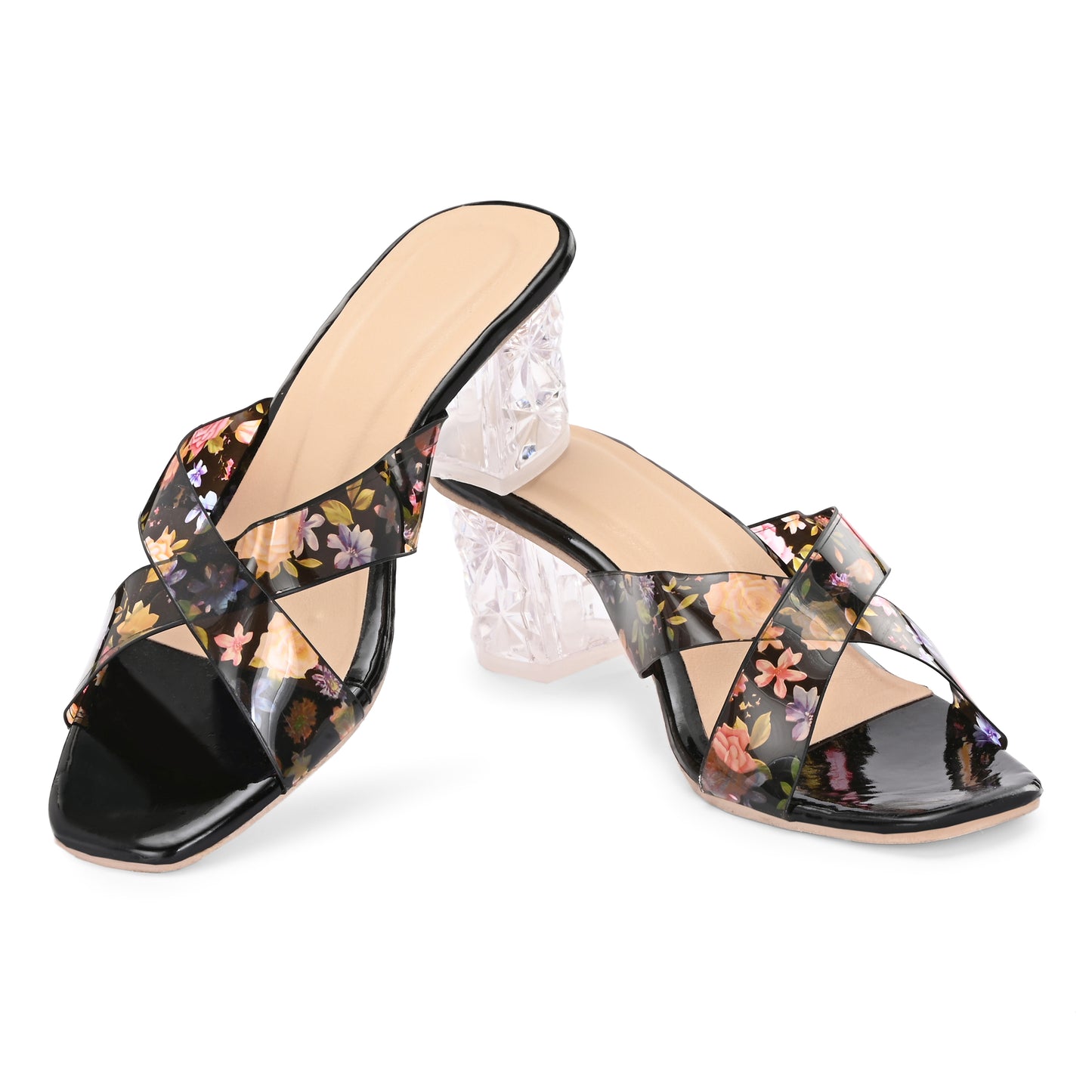 RAVIS Rosette Vibe Heels – Floral Glam for Modern Steps