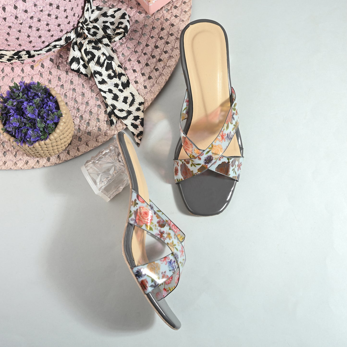 RAVIS Rosette Vibe Heels – Floral Glam for Modern Steps