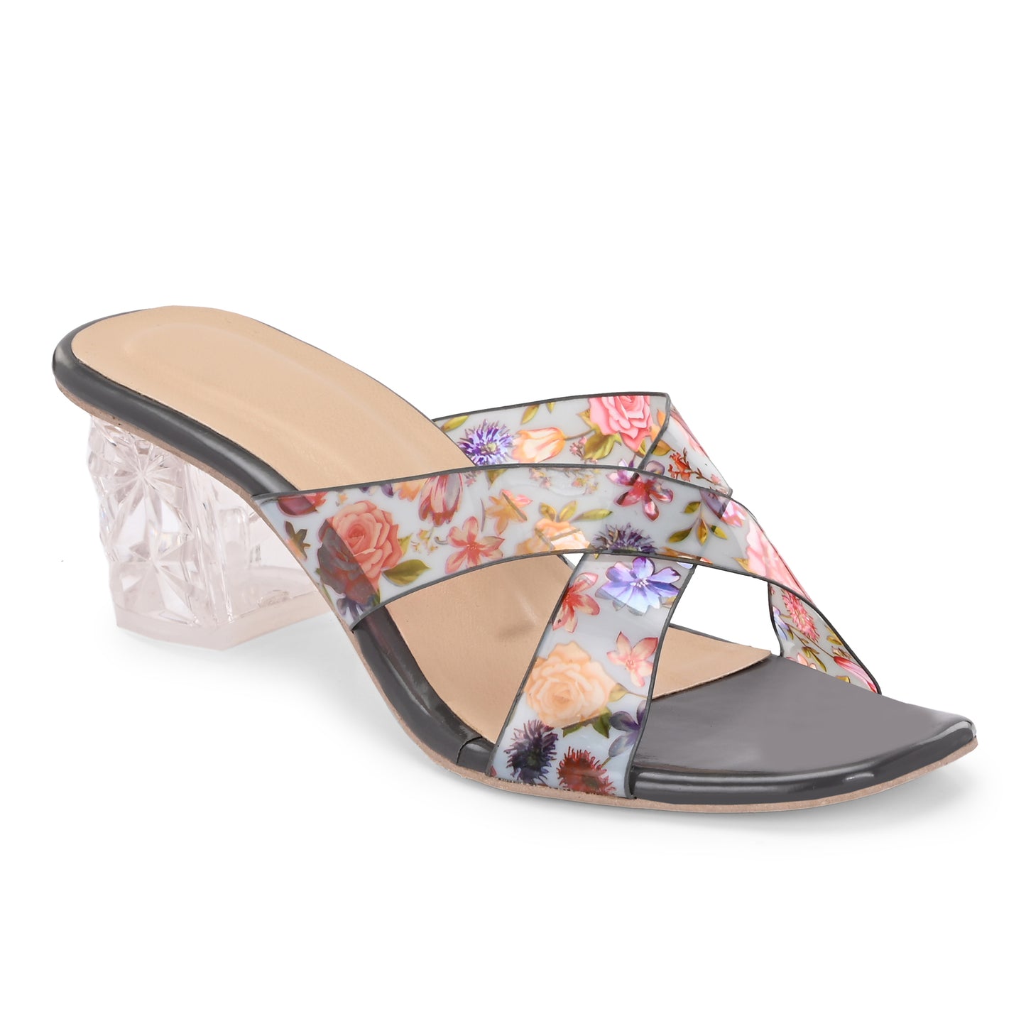RAVIS Rosette Vibe Heels – Floral Glam for Modern Steps