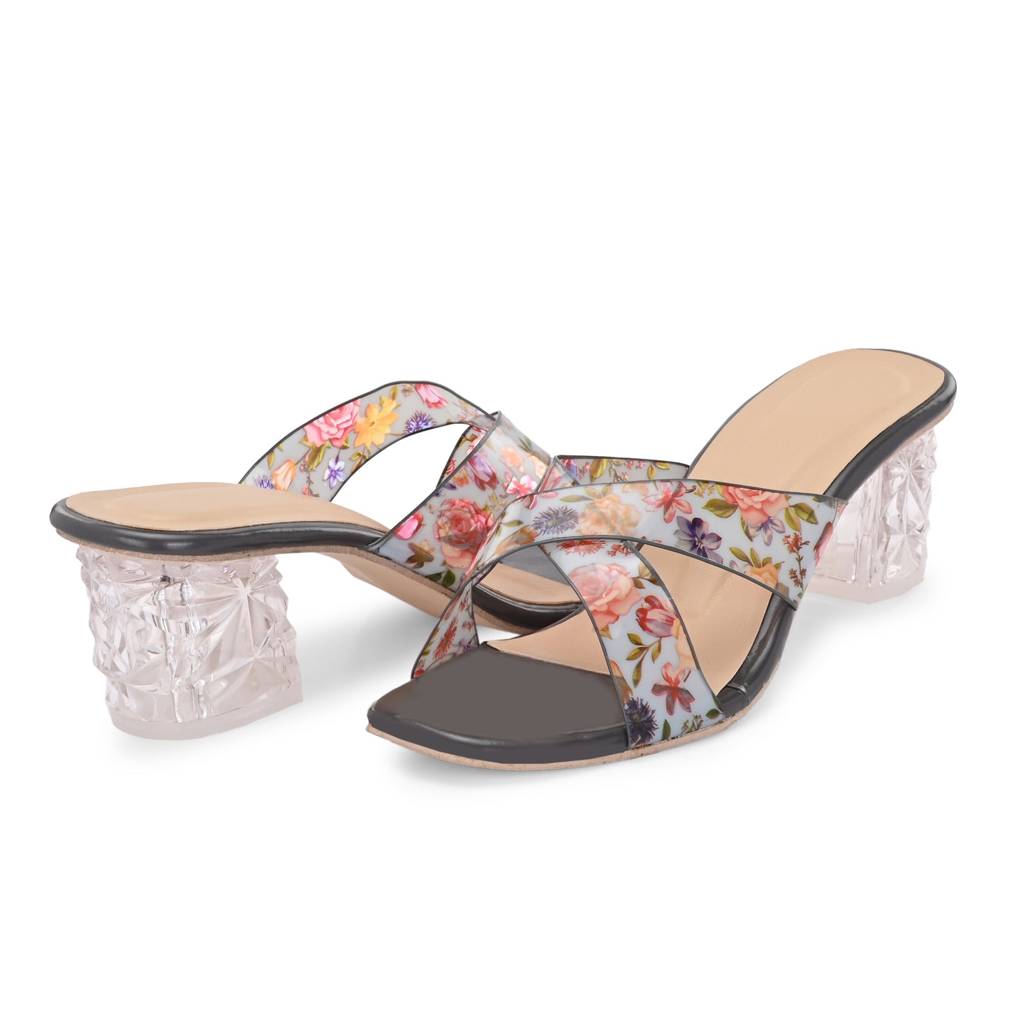 RAVIS Rosette Vibe Heels – Floral Glam for Modern Steps