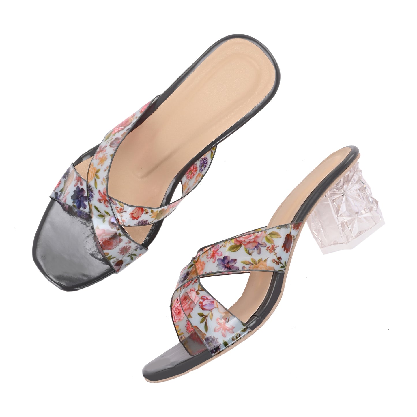 RAVIS Rosette Vibe Heels – Floral Glam for Modern Steps