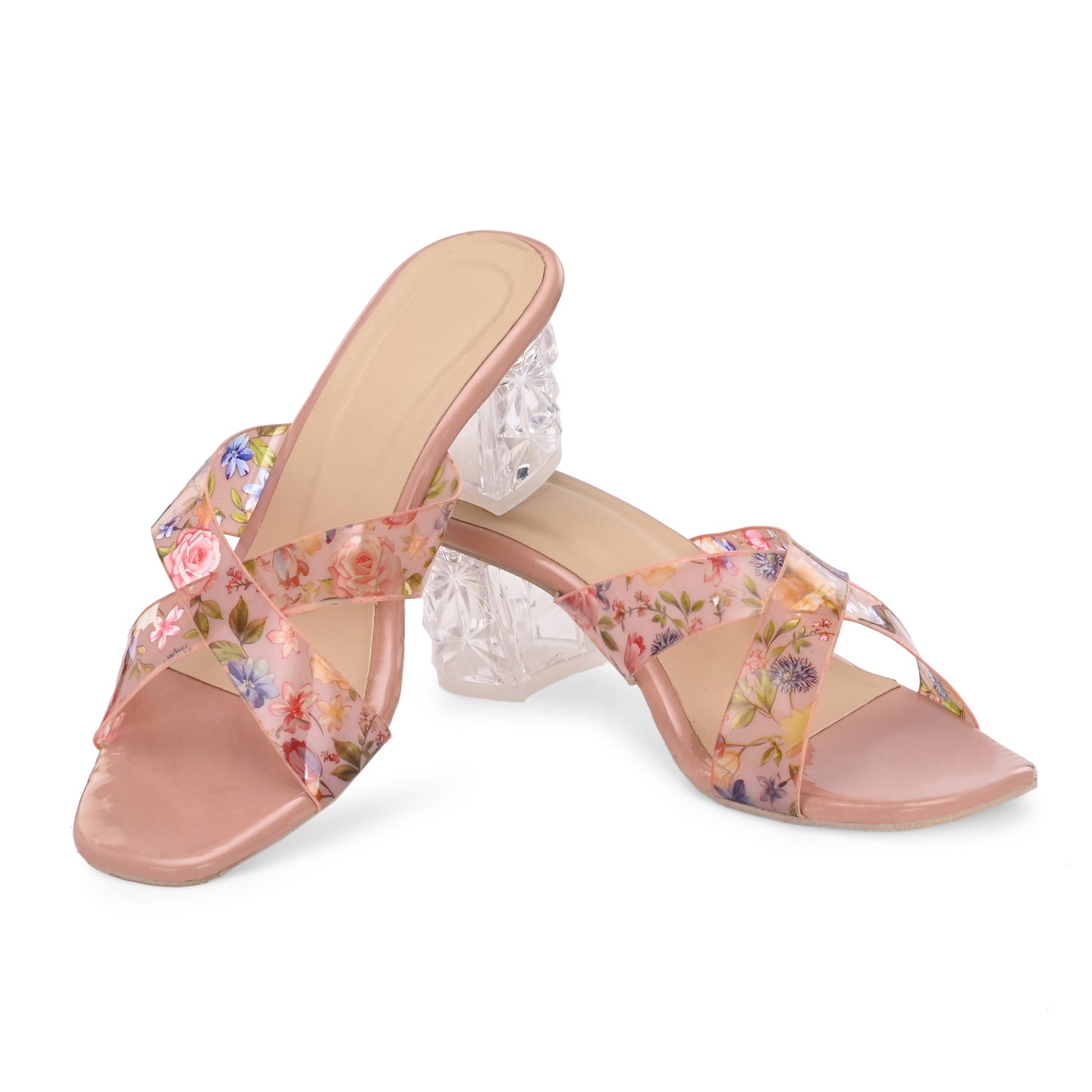 RAVIS Rosette Vibe Heels – Floral Glam for Modern Steps