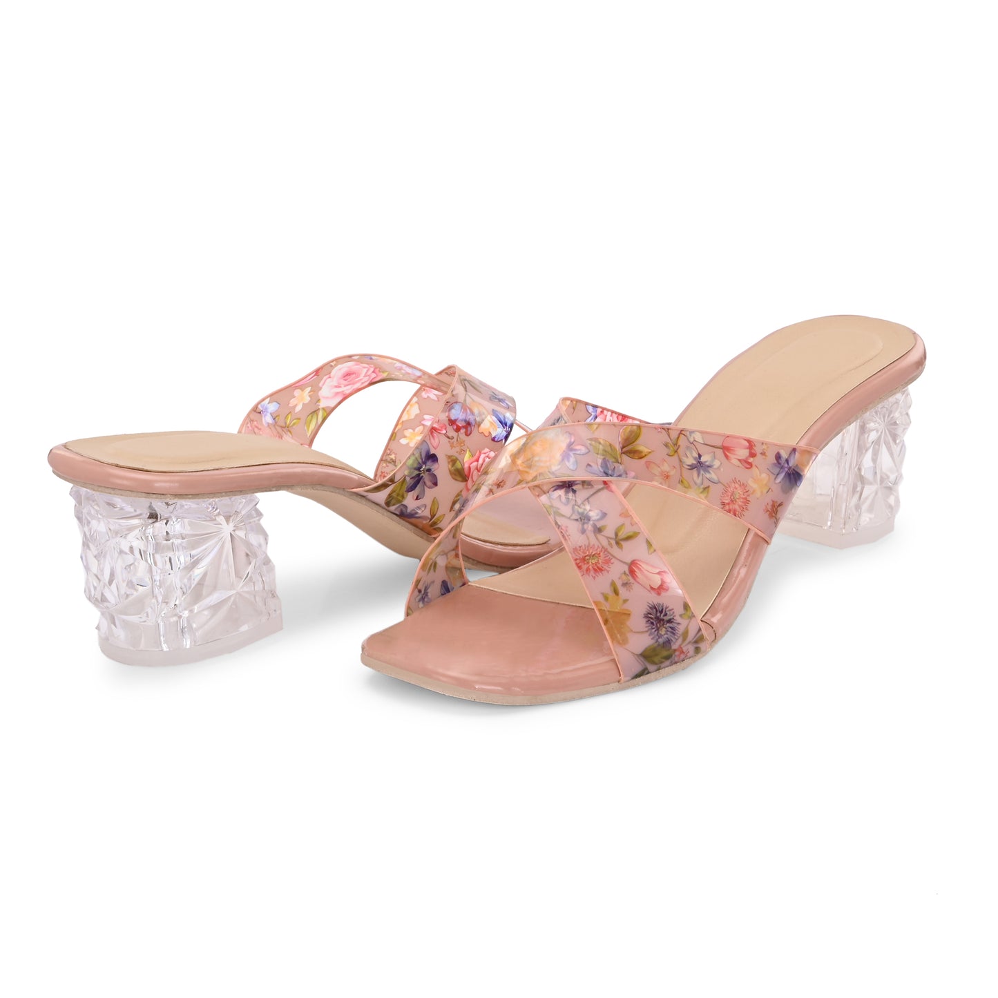 RAVIS Rosette Vibe Heels – Floral Glam for Modern Steps