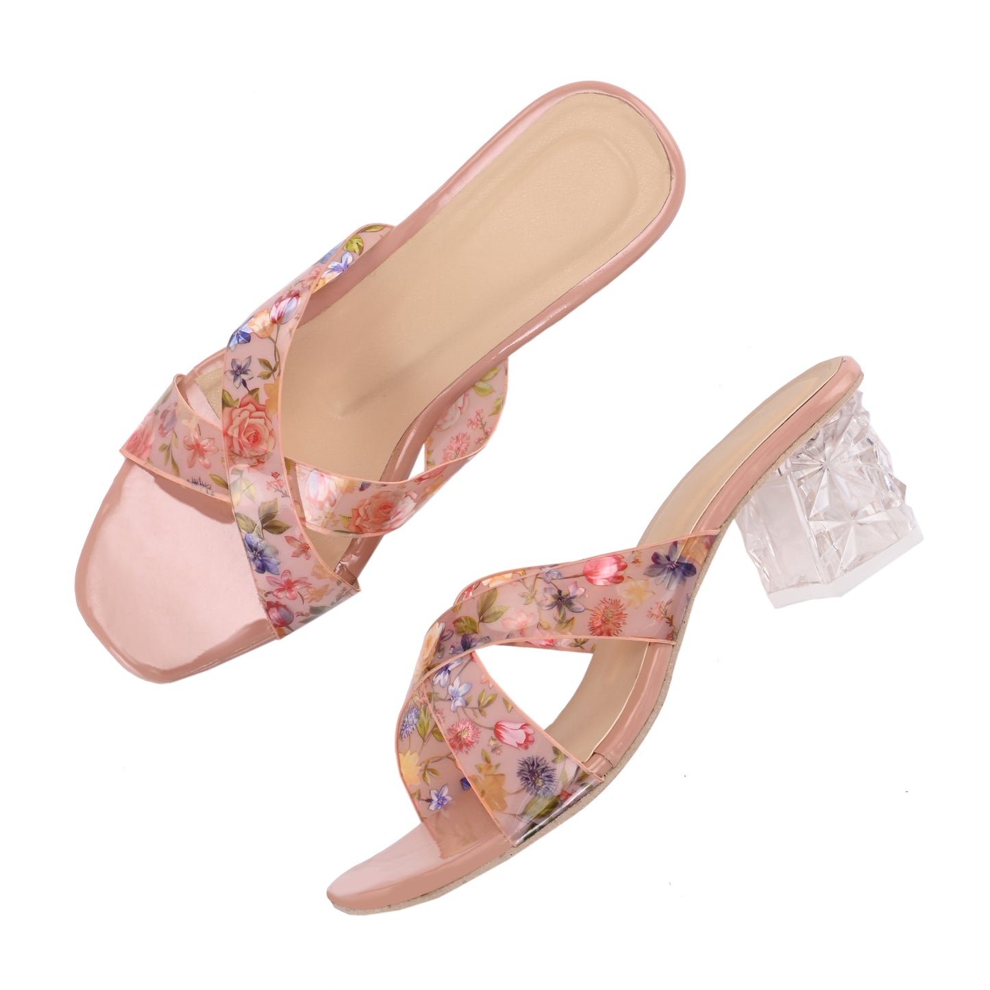 RAVIS Rosette Vibe Heels – Floral Glam for Modern Steps