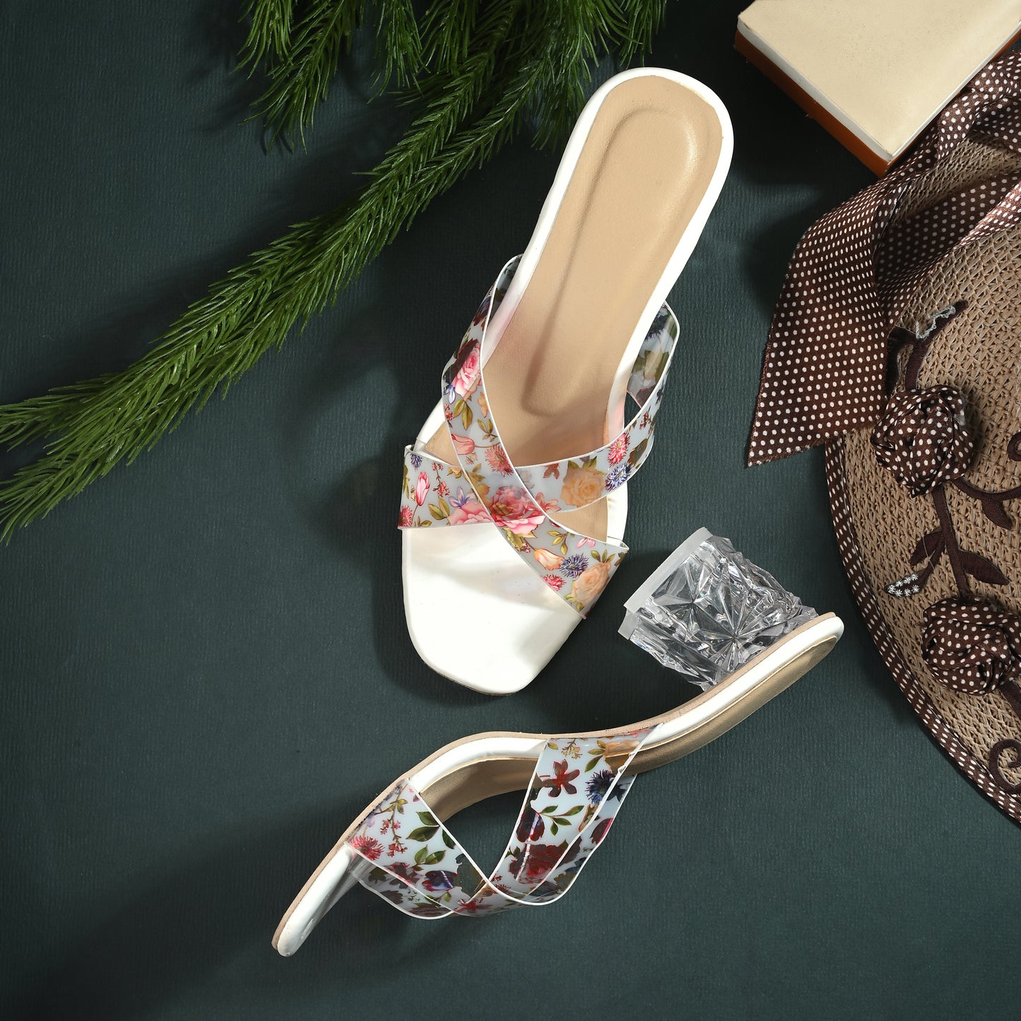 RAVIS Rosette Vibe Heels – Floral Glam for Modern Steps