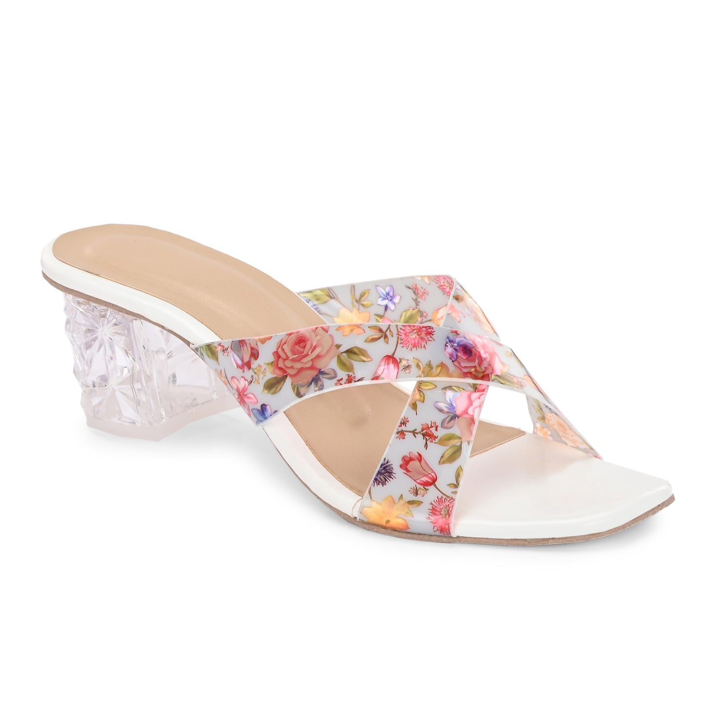 RAVIS Rosette Vibe Heels – Floral Glam for Modern Steps