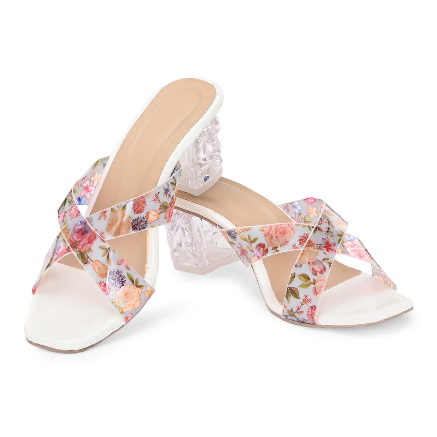 RAVIS Rosette Vibe Heels – Floral Glam for Modern Steps