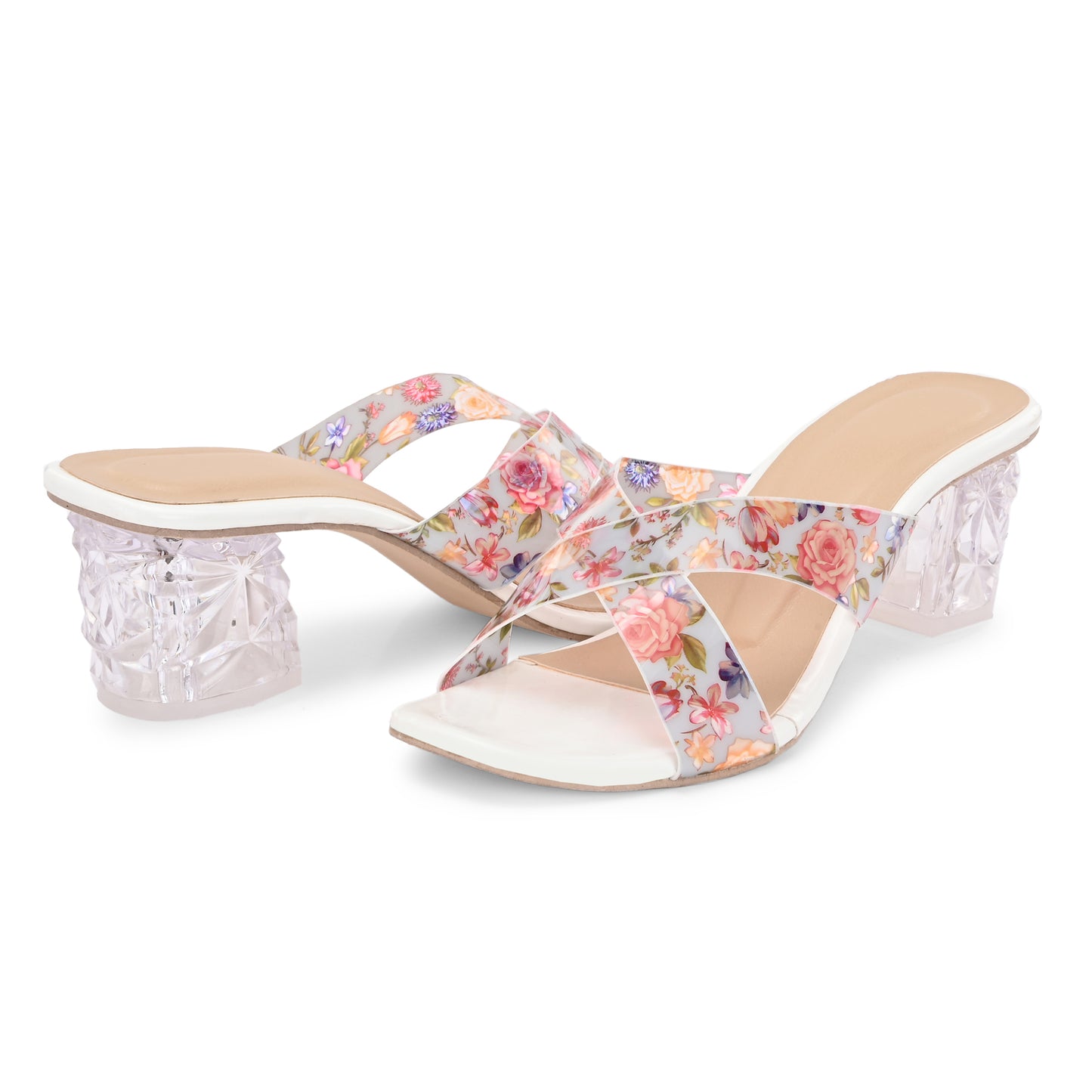 RAVIS Rosette Vibe Heels – Floral Glam for Modern Steps