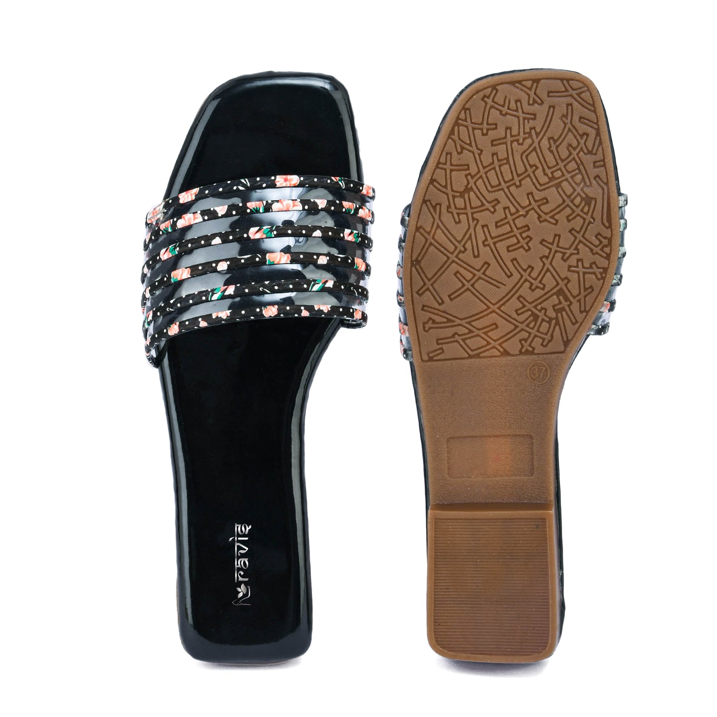 RAVIS Multi-Strap Printed Flat Slippers for Women- Dailywear & Casual Outing