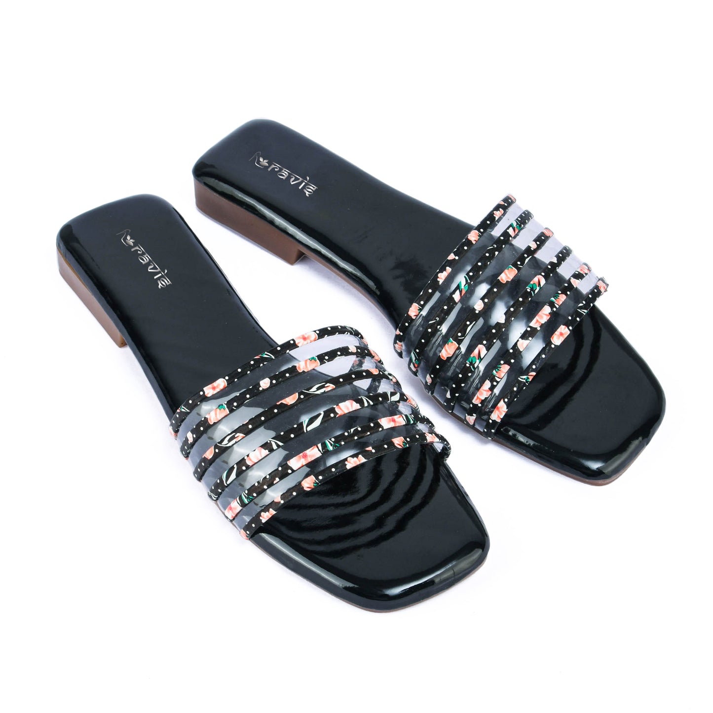 RAVIS Multi-Strap Printed Flat Slippers for Women- Dailywear & Casual Outing