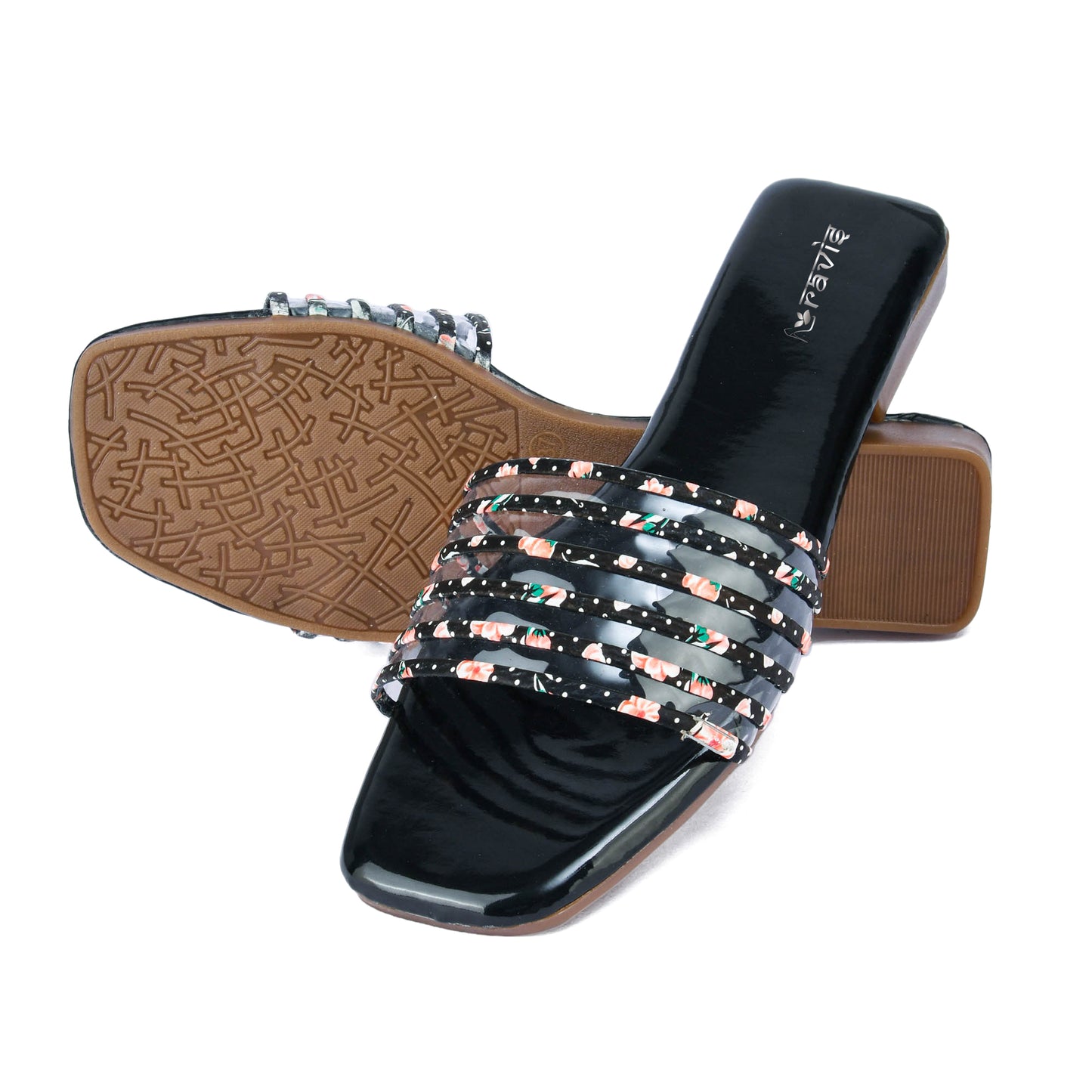 RAVIS Multi-Strap Printed Flat Slippers for Women- Dailywear & Casual Outing