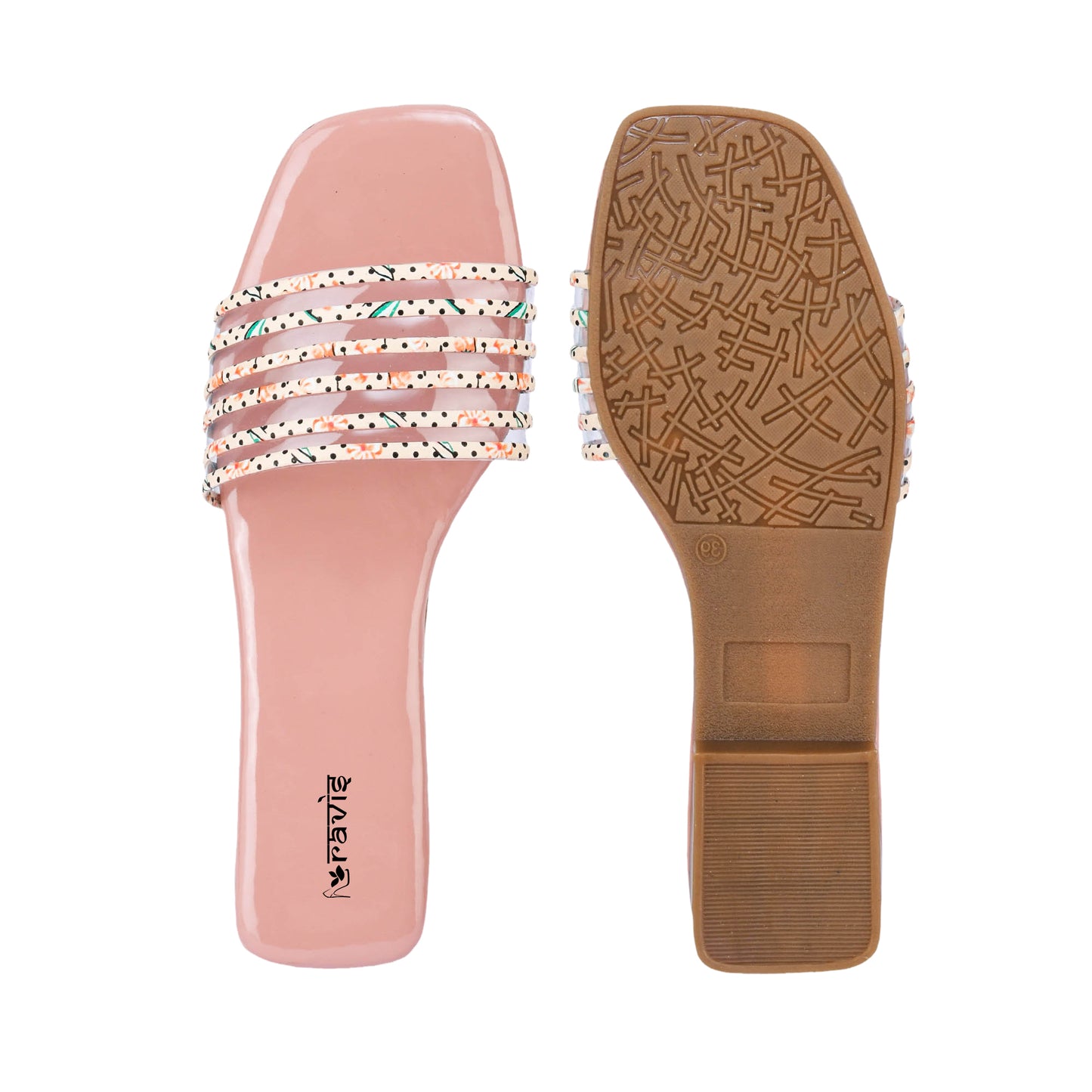 RAVIS Multi-Strap Printed Flat Slippers for Women- Dailywear & Casual Outing