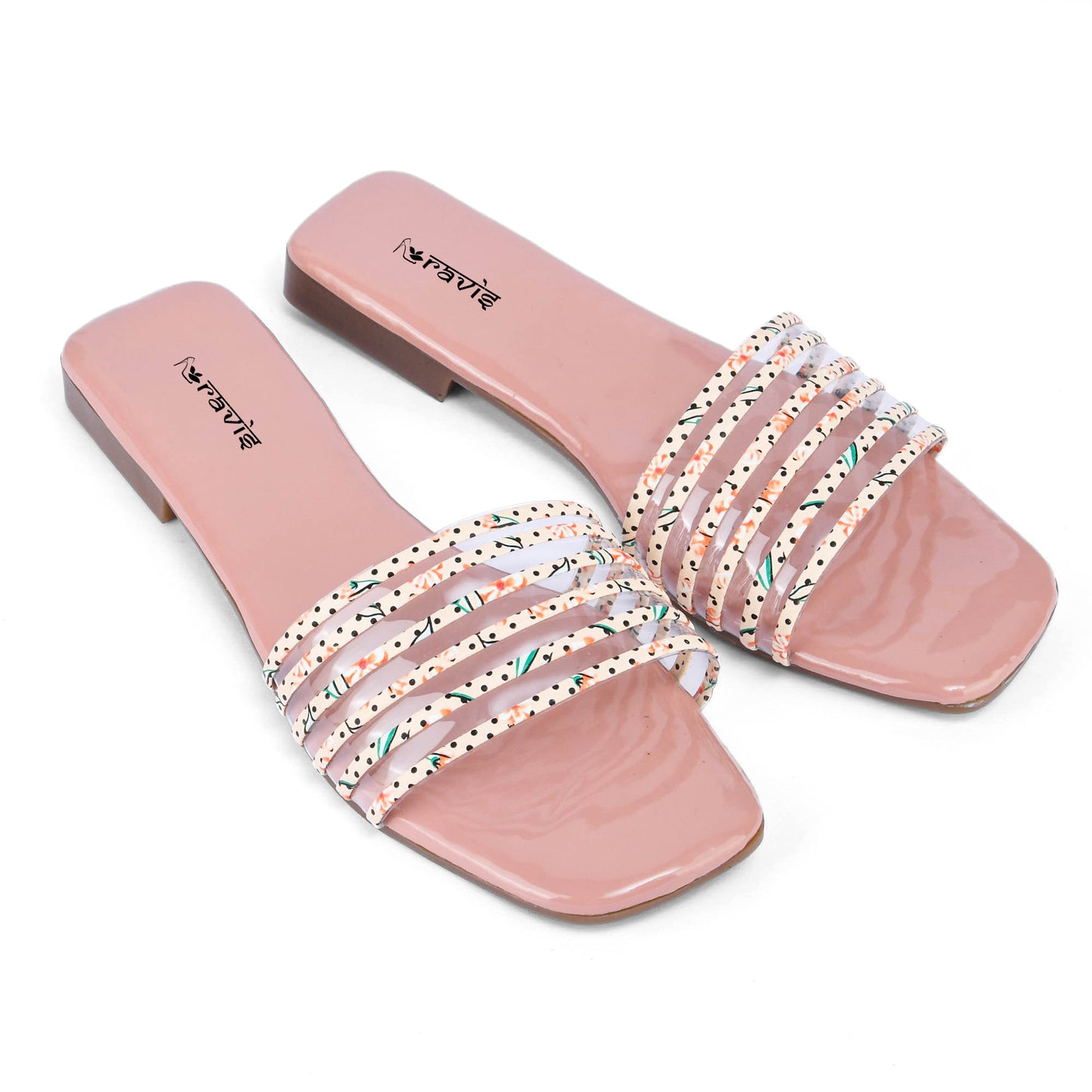 RAVIS Multi-Strap Printed Flat Slippers for Women- Dailywear & Casual Outing