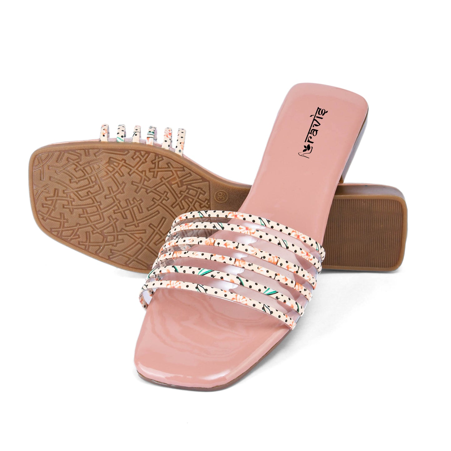 RAVIS Multi-Strap Printed Flat Slippers for Women- Dailywear & Casual Outing