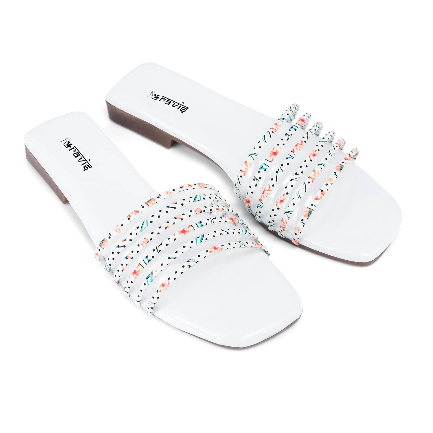 RAVIS Multi-Strap Printed Flat Slippers for Women- Dailywear & Casual Outing