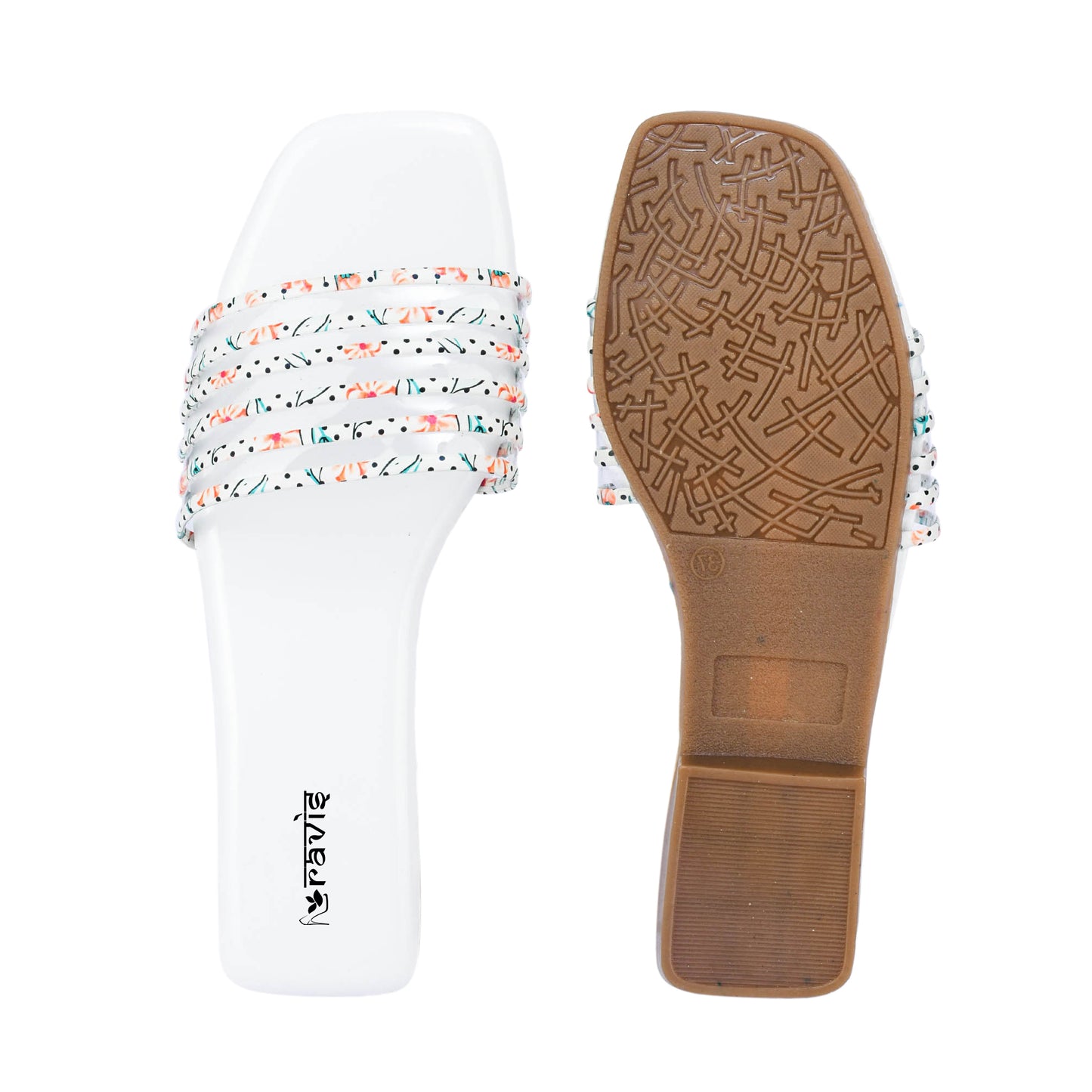 RAVIS Multi-Strap Printed Flat Slippers for Women- Dailywear & Casual Outing