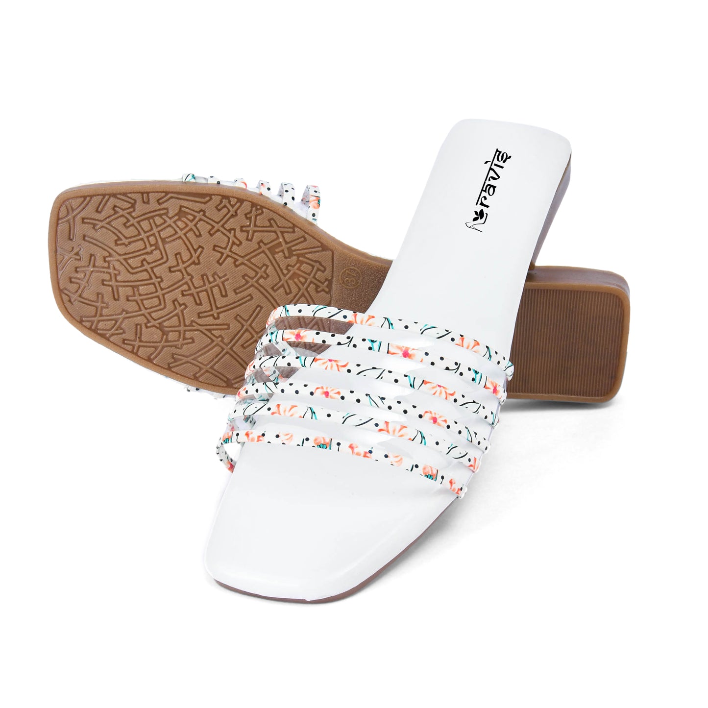 RAVIS Multi-Strap Printed Flat Slippers for Women- Dailywear & Casual Outing