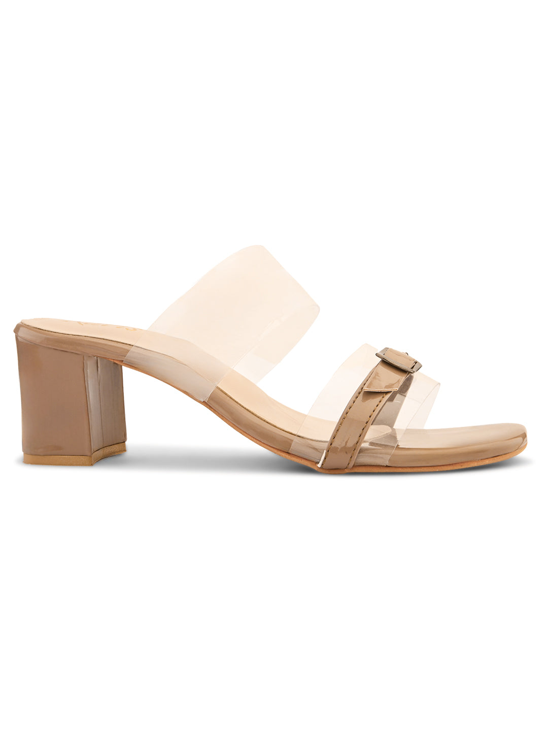 Ravis Black Transparent Block Heels – Buckle Strap | Party & Daily Wear