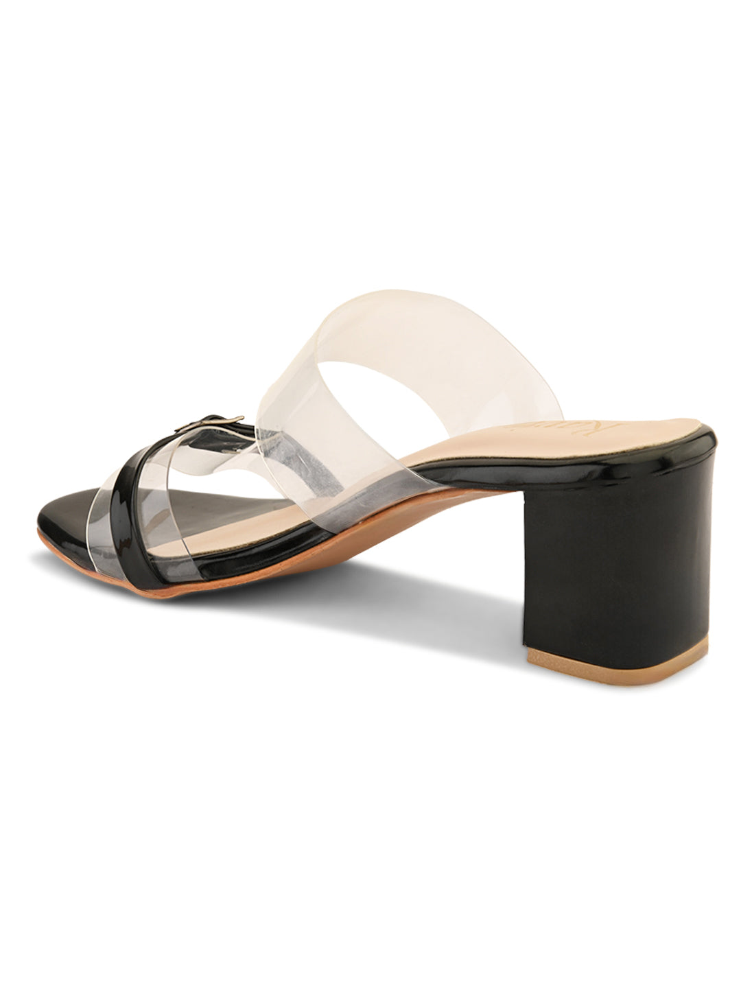 Ravis Black Transparent Block Heels – Buckle Strap | Party & Daily Wear