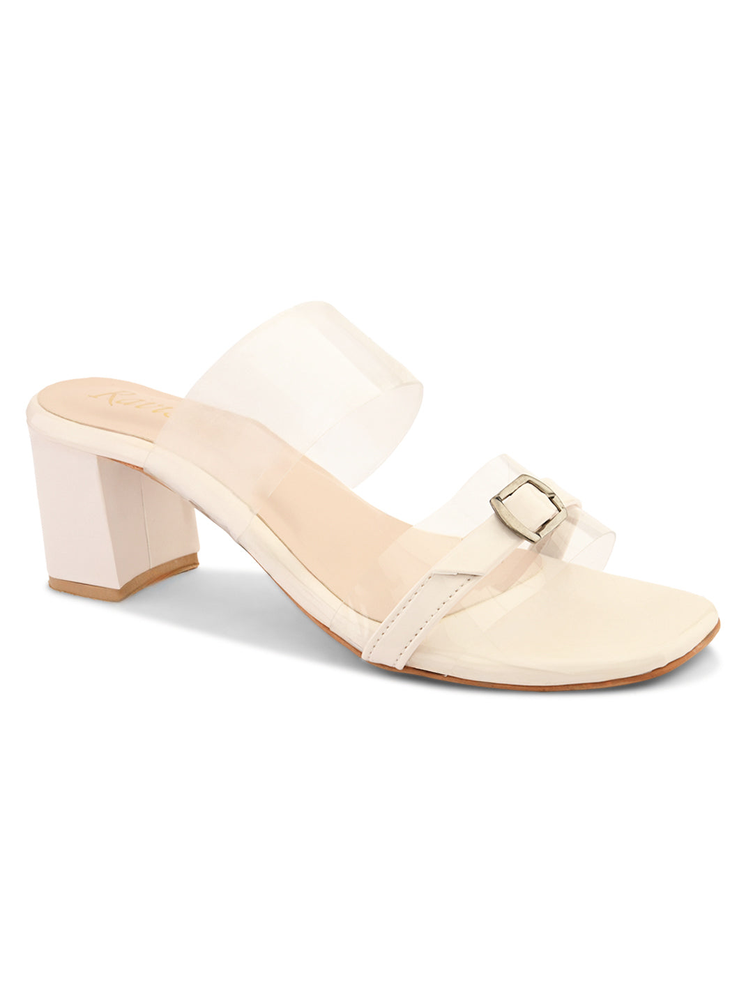 Ravis Black Transparent Block Heels – Buckle Strap | Party & Daily Wear